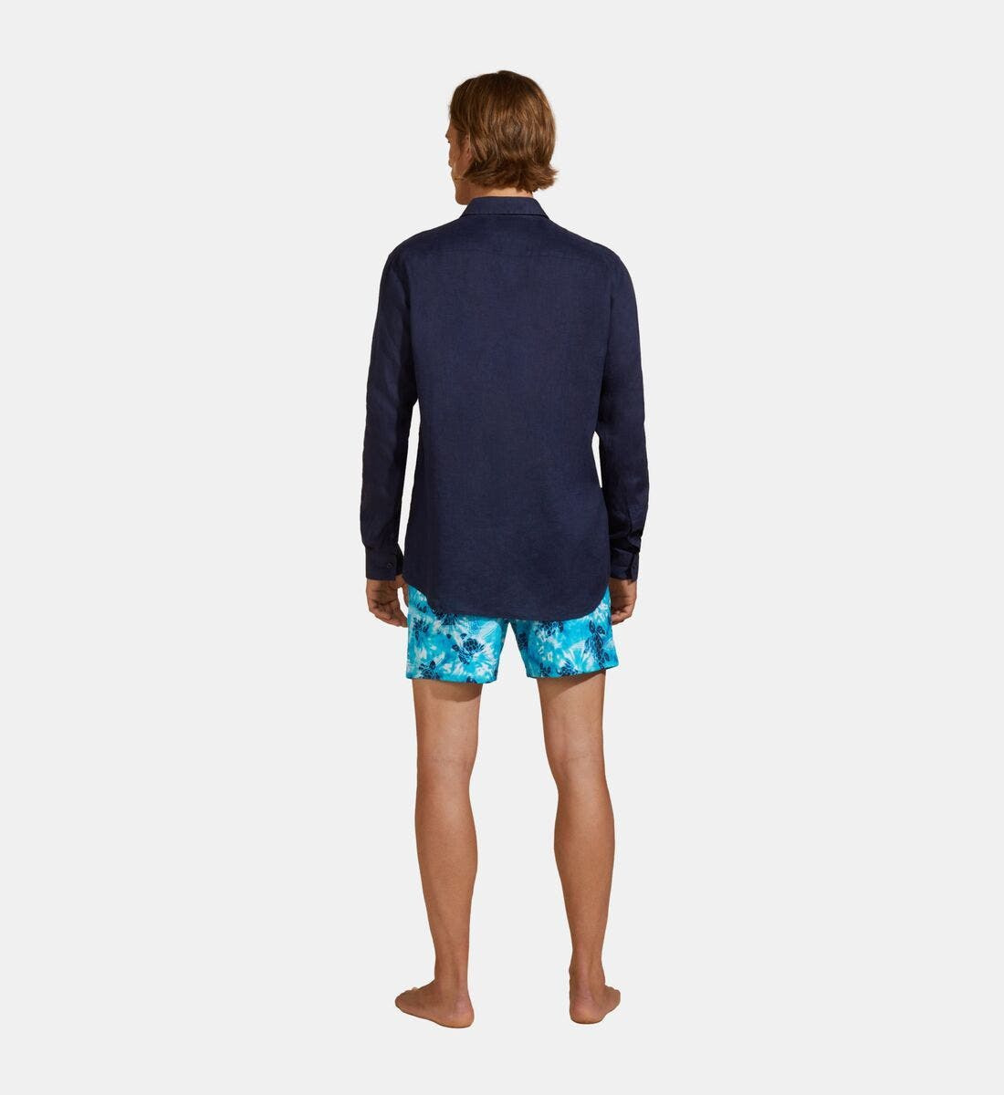 Vilebrequin Men's Linen Solid Shirt in Bleu Marine at Nordstrom - 2