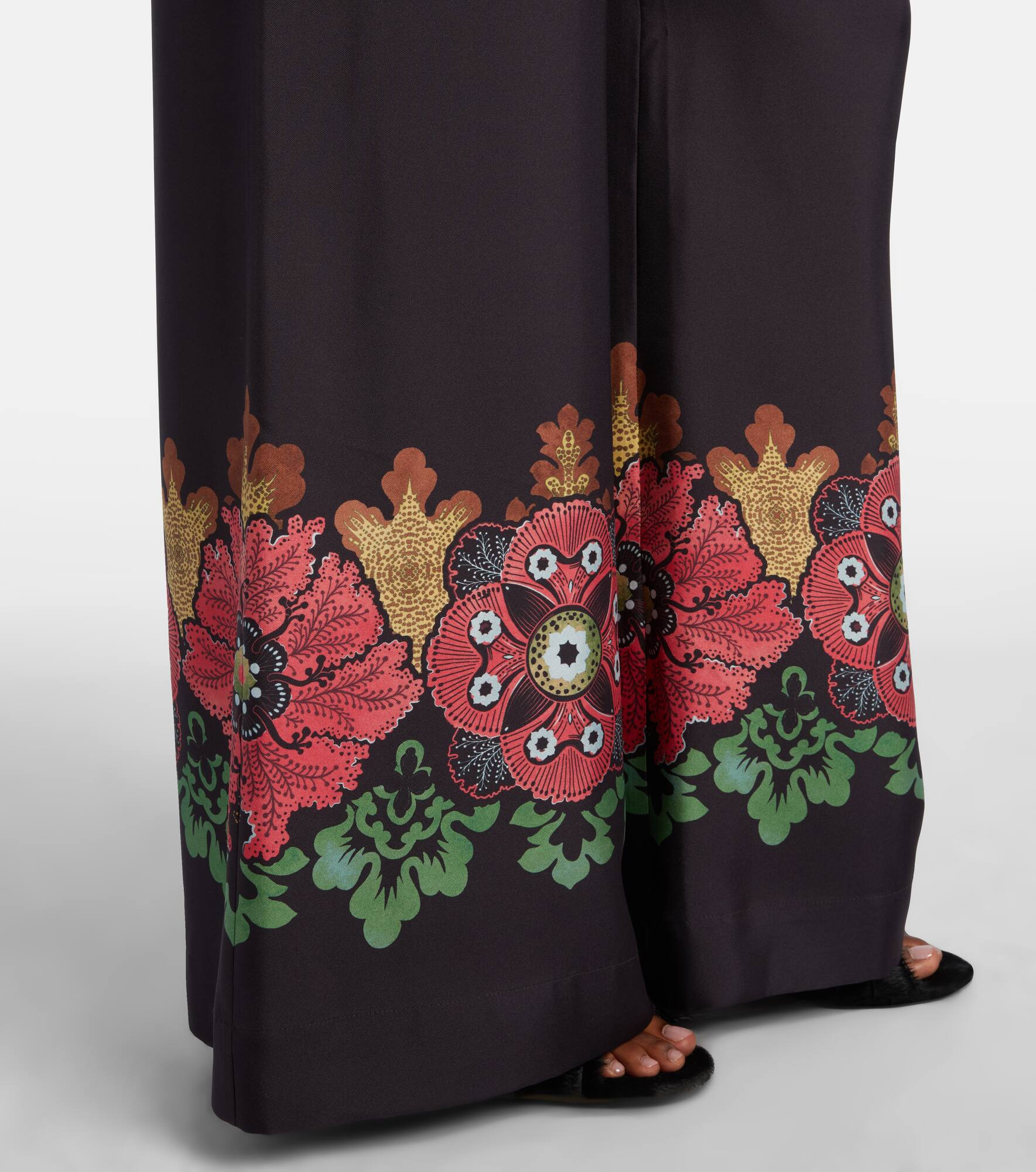 Printed silk twill palazzo pants - 5