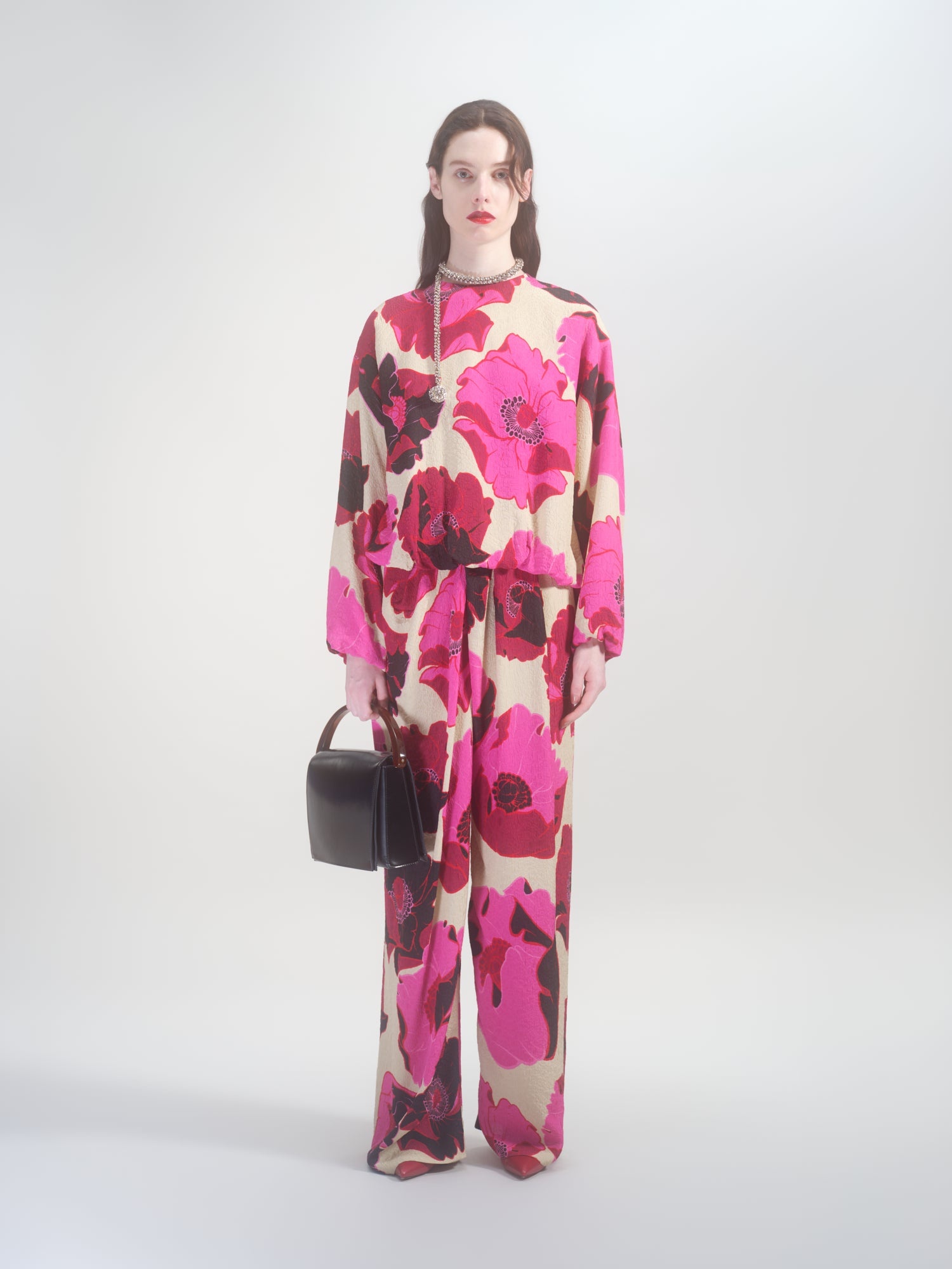 FLORAL WIDE PANTS - 5