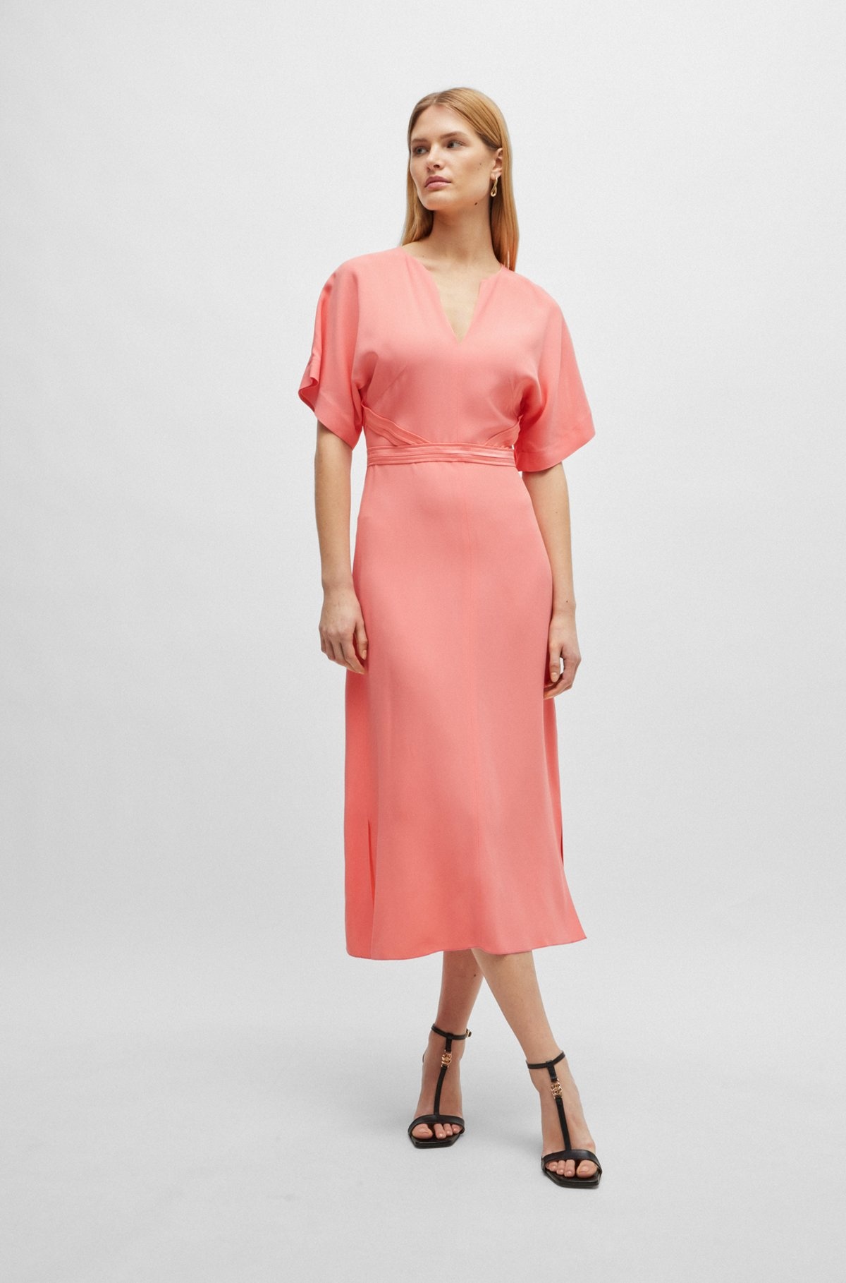 V-NECK DRESS WITH WAIST DETAIL - 3