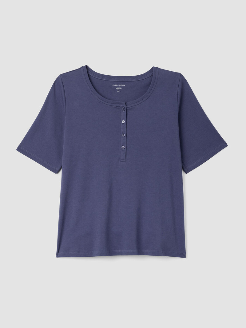 Organic Cotton Interlock Henley Sleep Top 1