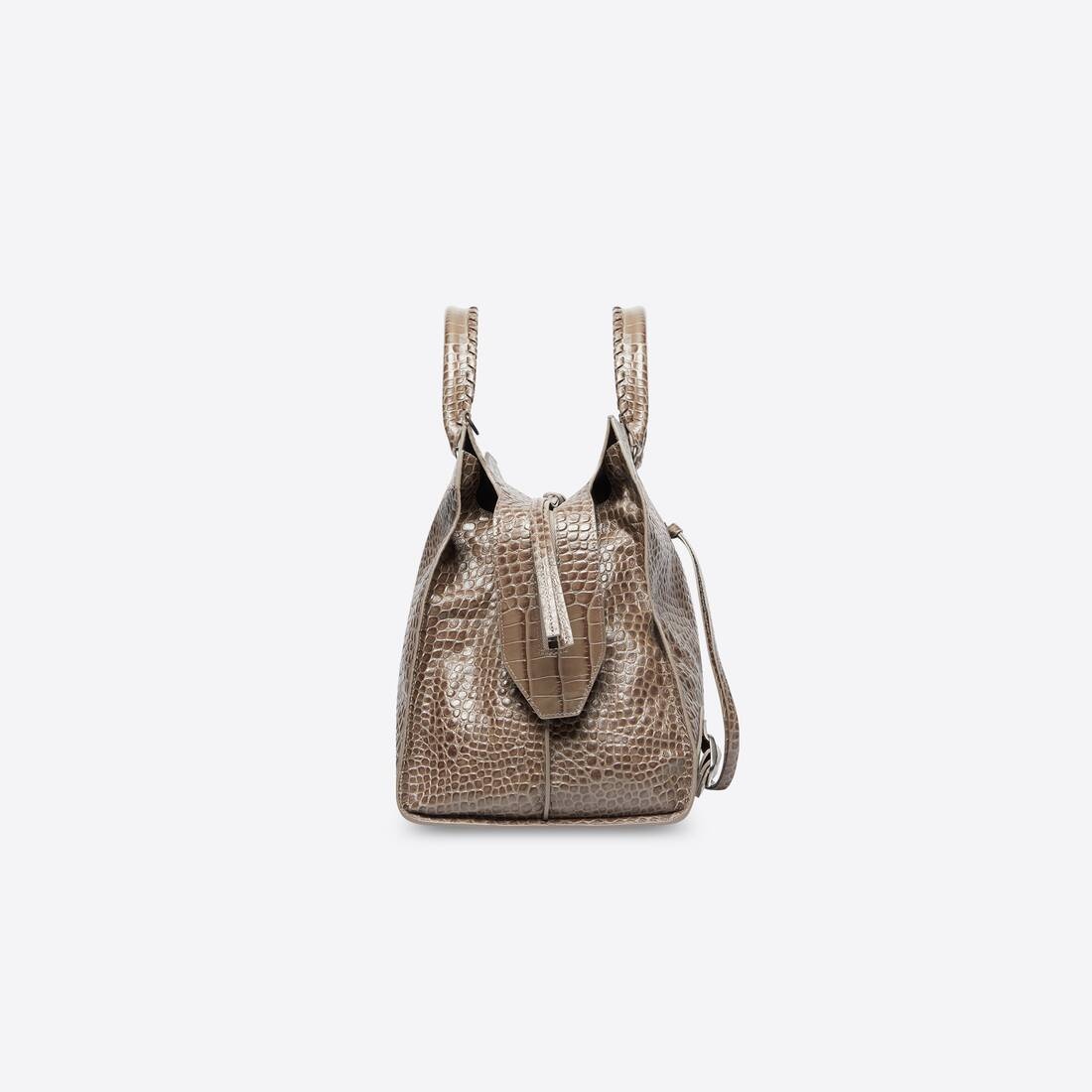 Men's Neo Classic Large Handbag Crocodile Embossed in Grey 2