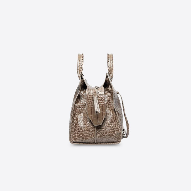 BALENCIAGA Men's Neo Classic Large Handbag Crocodile Embossed in Grey outlook