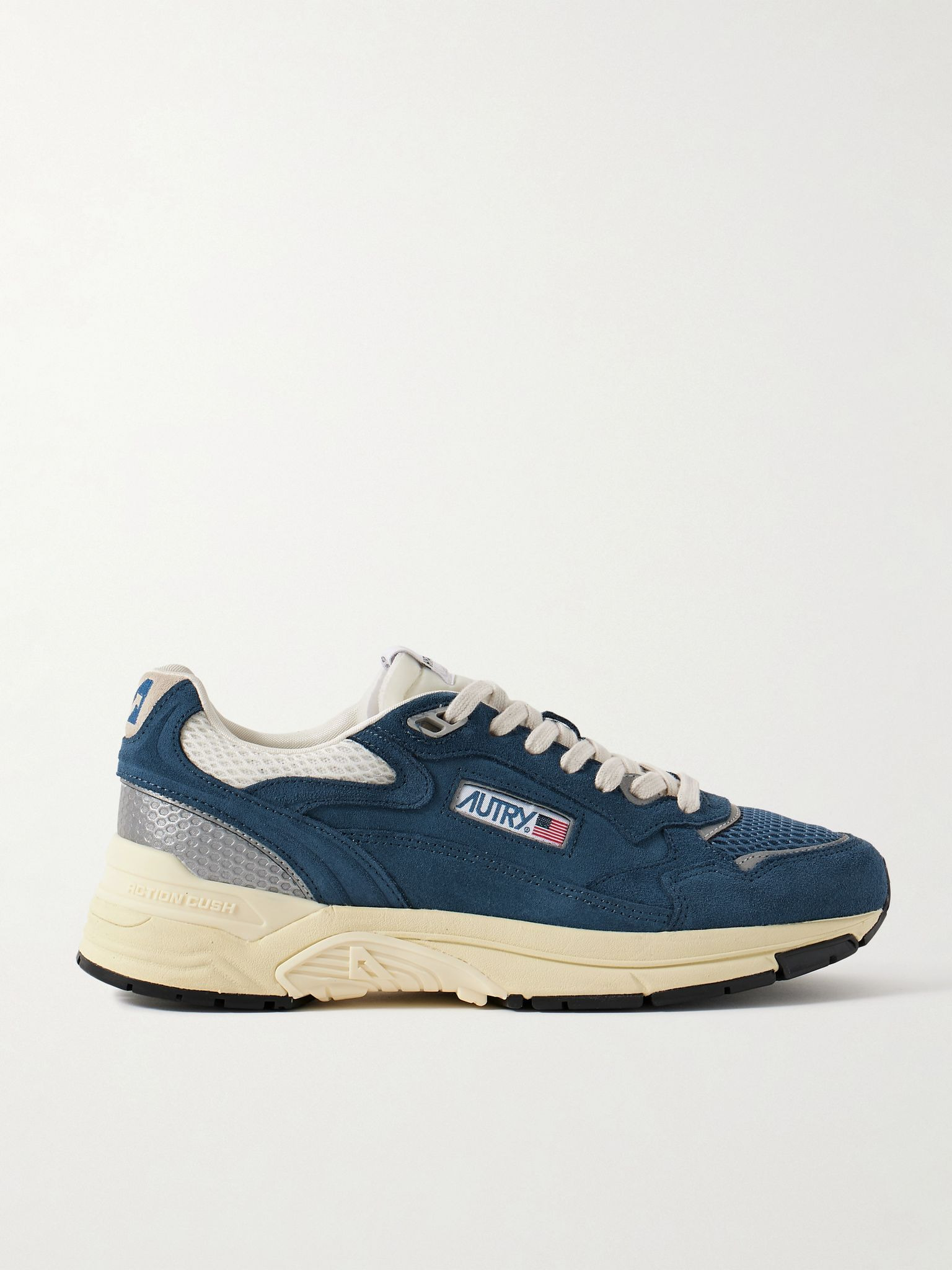 Hyperway Leather-Trimmed Suede and Mesh Sneakers Blue - 1