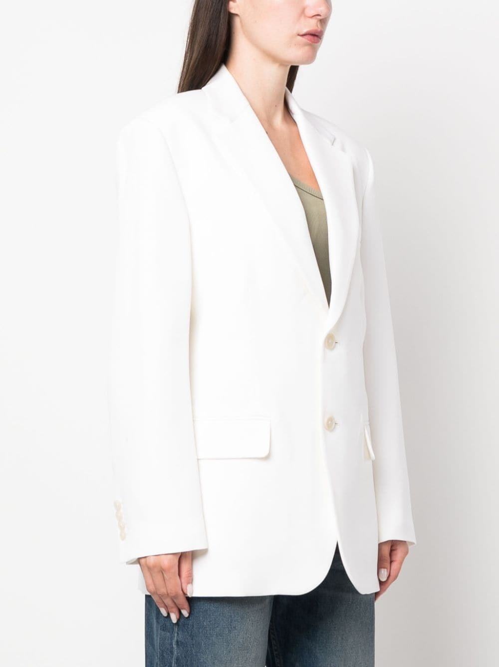 shoulder-pads single-breasted blazer - 3