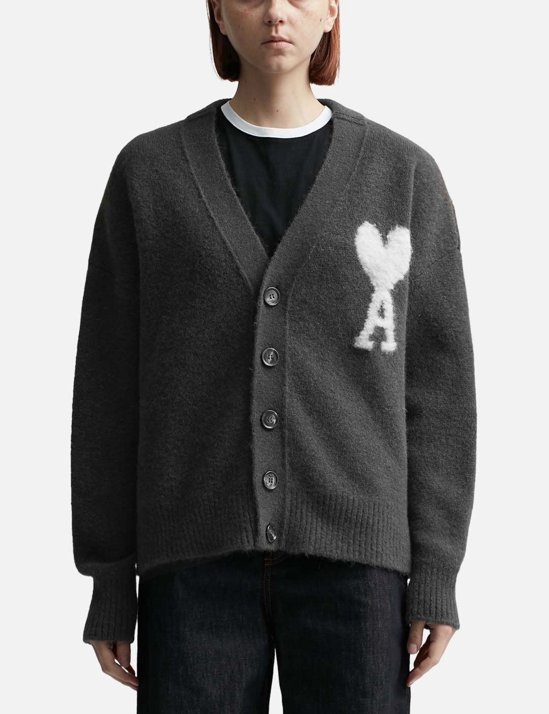 AMI Paris OFF-WHITE AMI DE COEUR CARDIGAN | hbx | REVERSIBLE