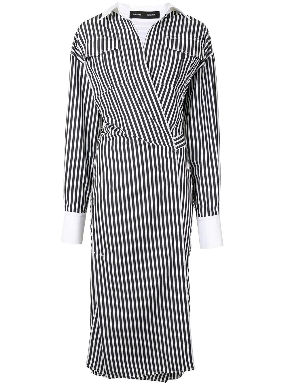 striped wrap shirt dress - 1