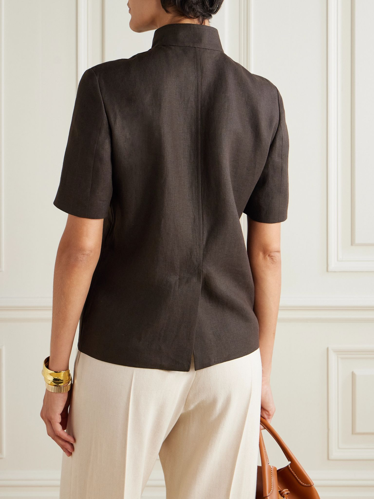 Spagna linen jacket Dark brown - 3
