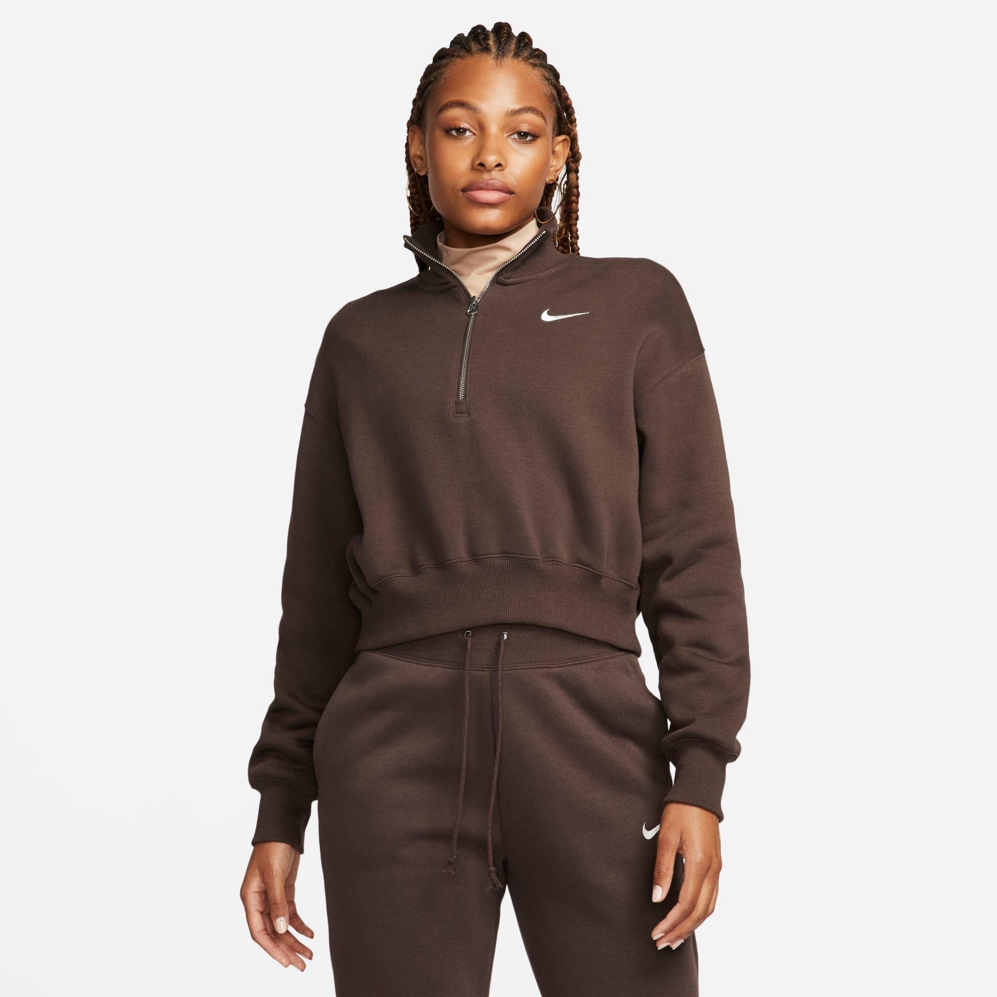 WOMEN'S NIKE SPORTSWEAR PHOENIX FLEECE OVERSIZED HALF-ZIP CROP SWEATSHIRT - 1