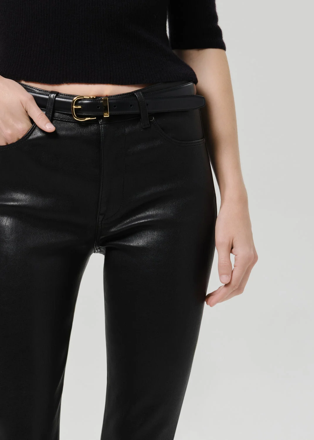 Jen Straight Leather Pant In Black - 1