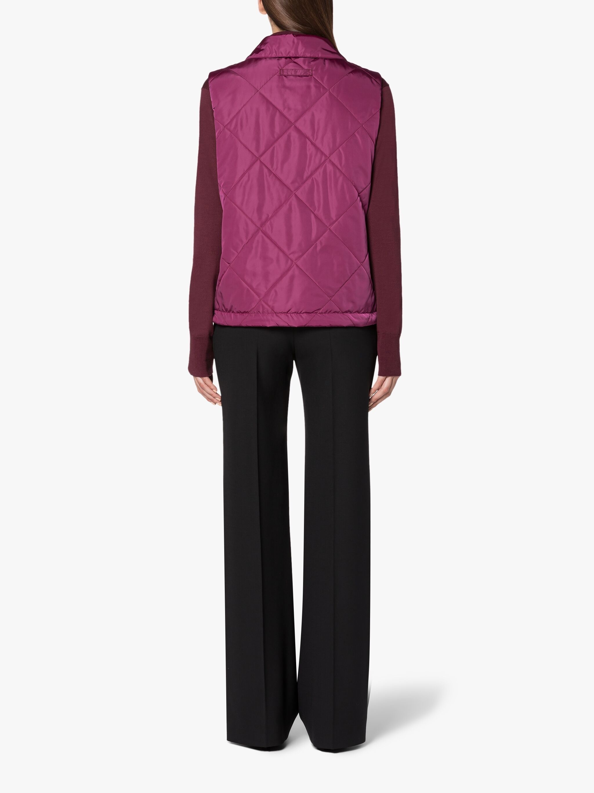 ANNABEL BURGUNDY QUILTED NYLON LINER VEST - 4