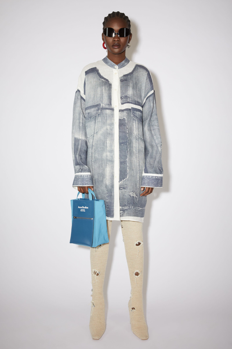 Papery Nylon tote bag - Powder blue/blue 2