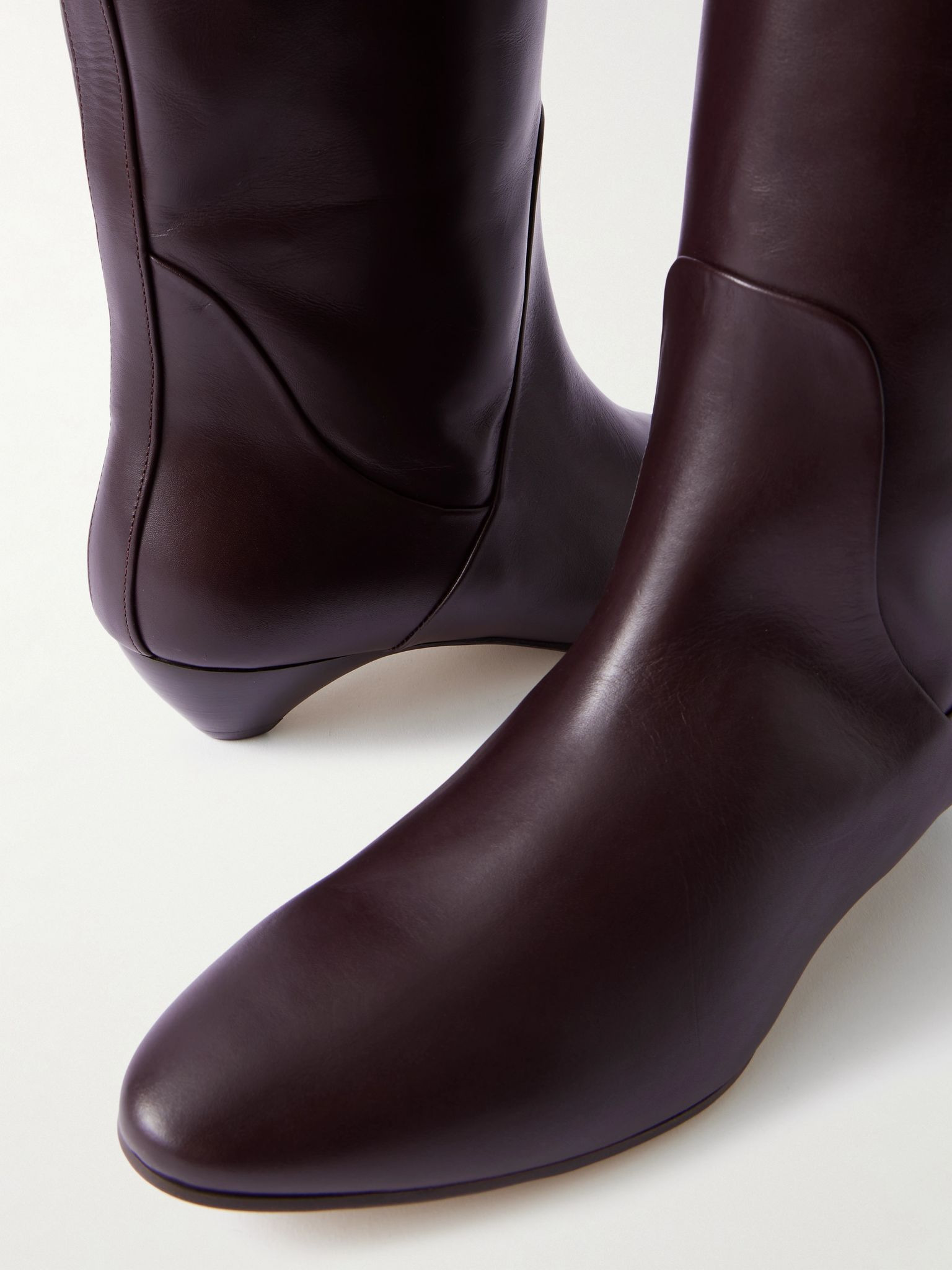 Allegra leather knee boots Plum - 4
