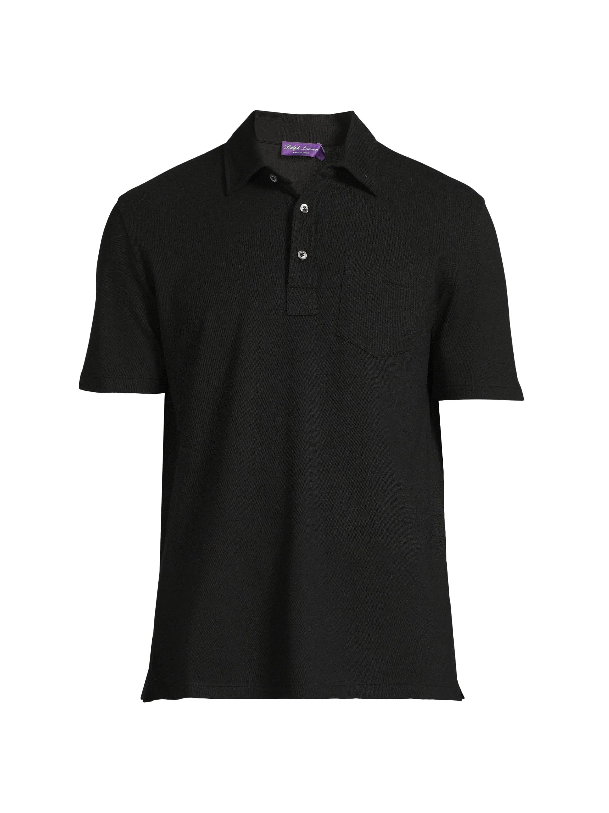 Men's Cotton-Cashmere Piqué Polo Shirt - Classic Black - 1