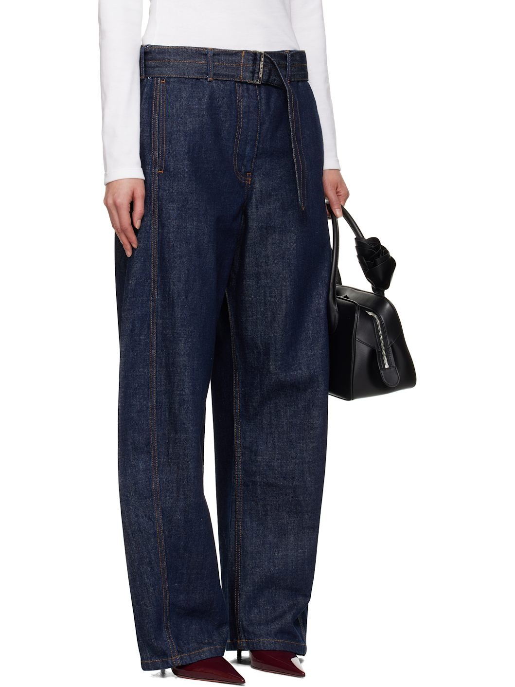 Navy Belted Loose-Fit Jeans - 2