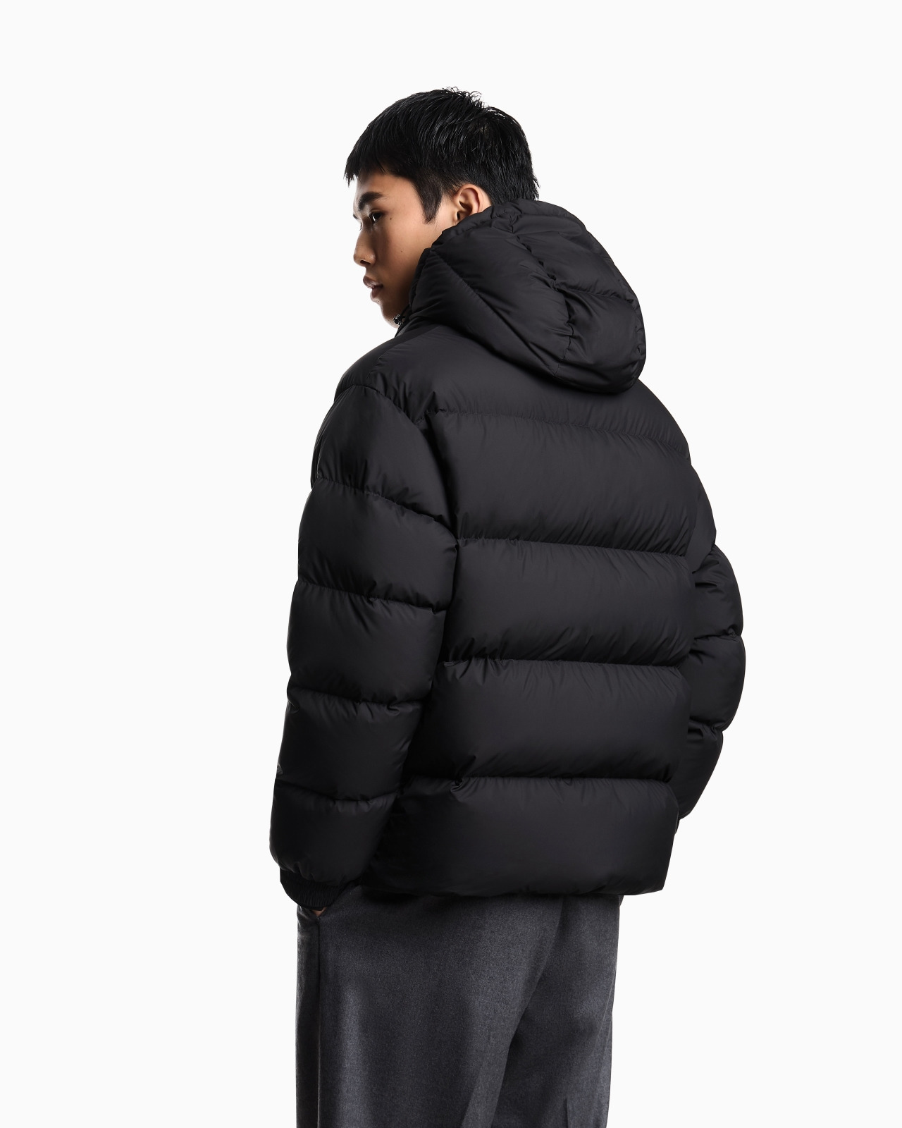 WATER-REPELLENT, QUILTED RIPSTOP NYLON HOODED DOWN JACKET - 3