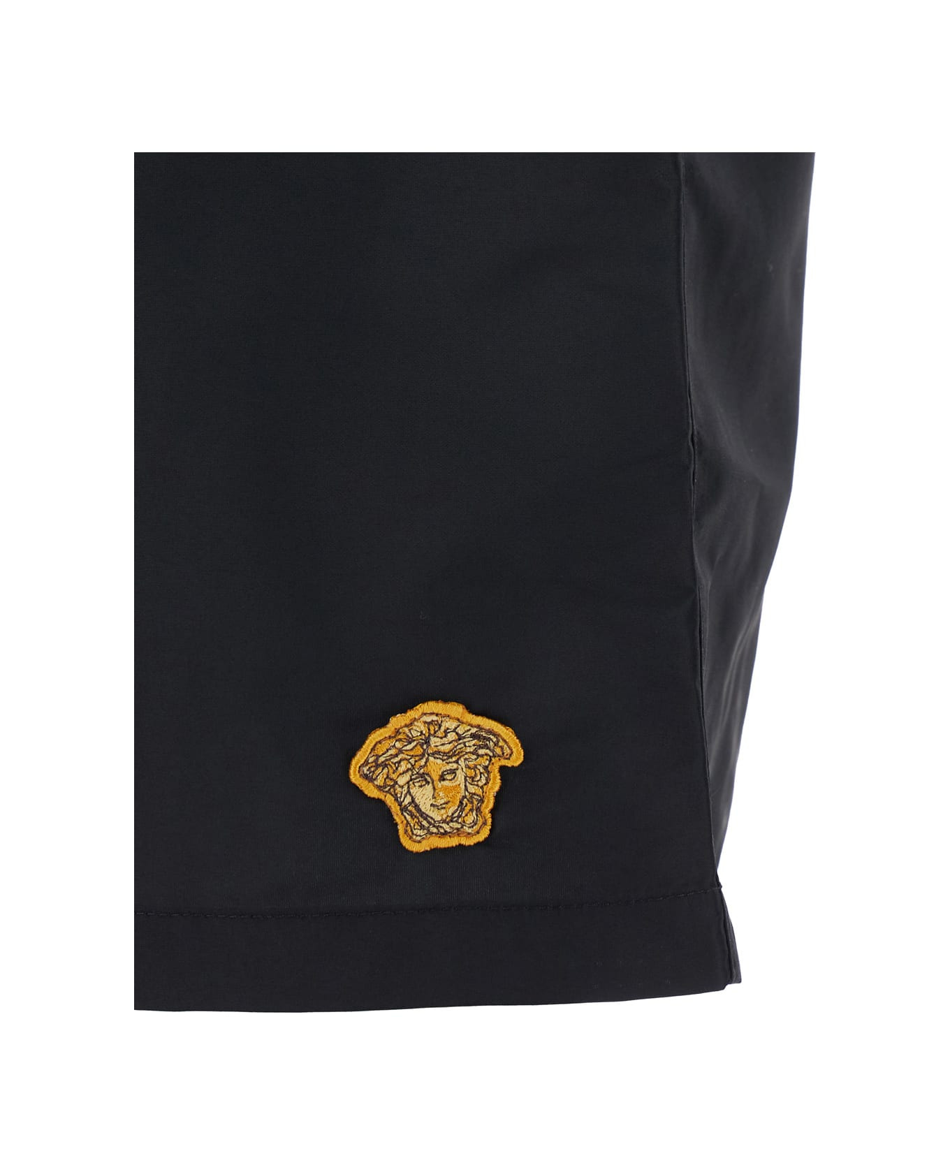 Black Swim Shorts With Elastic Drawstring Waist And Medusa Embroidery On The Front In Tech Fabric Ma - 3
