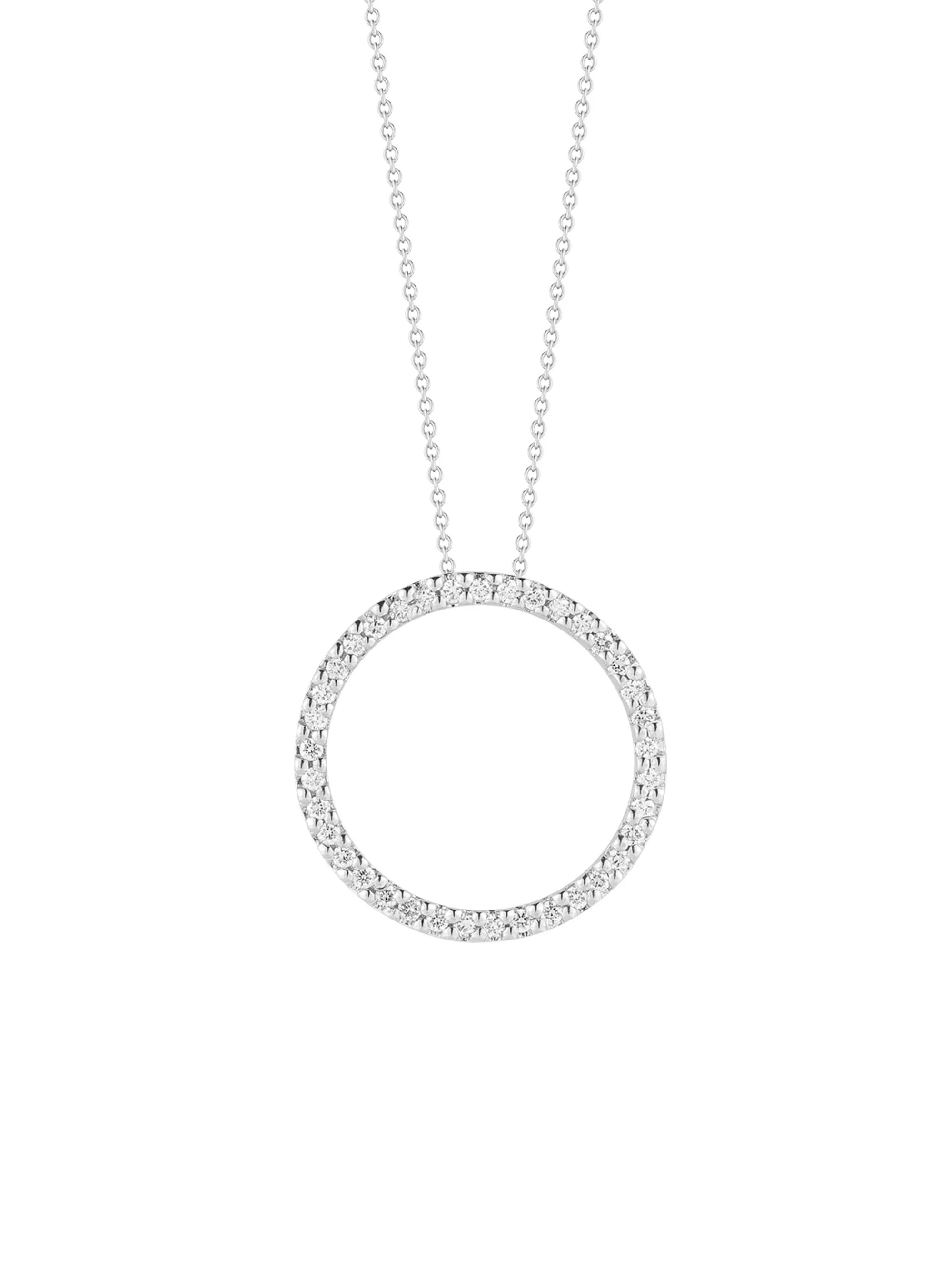 Women's Tiny Treasures Diamond & 18K White Gold Small Circle Pendant Necklace - White Gold - 1