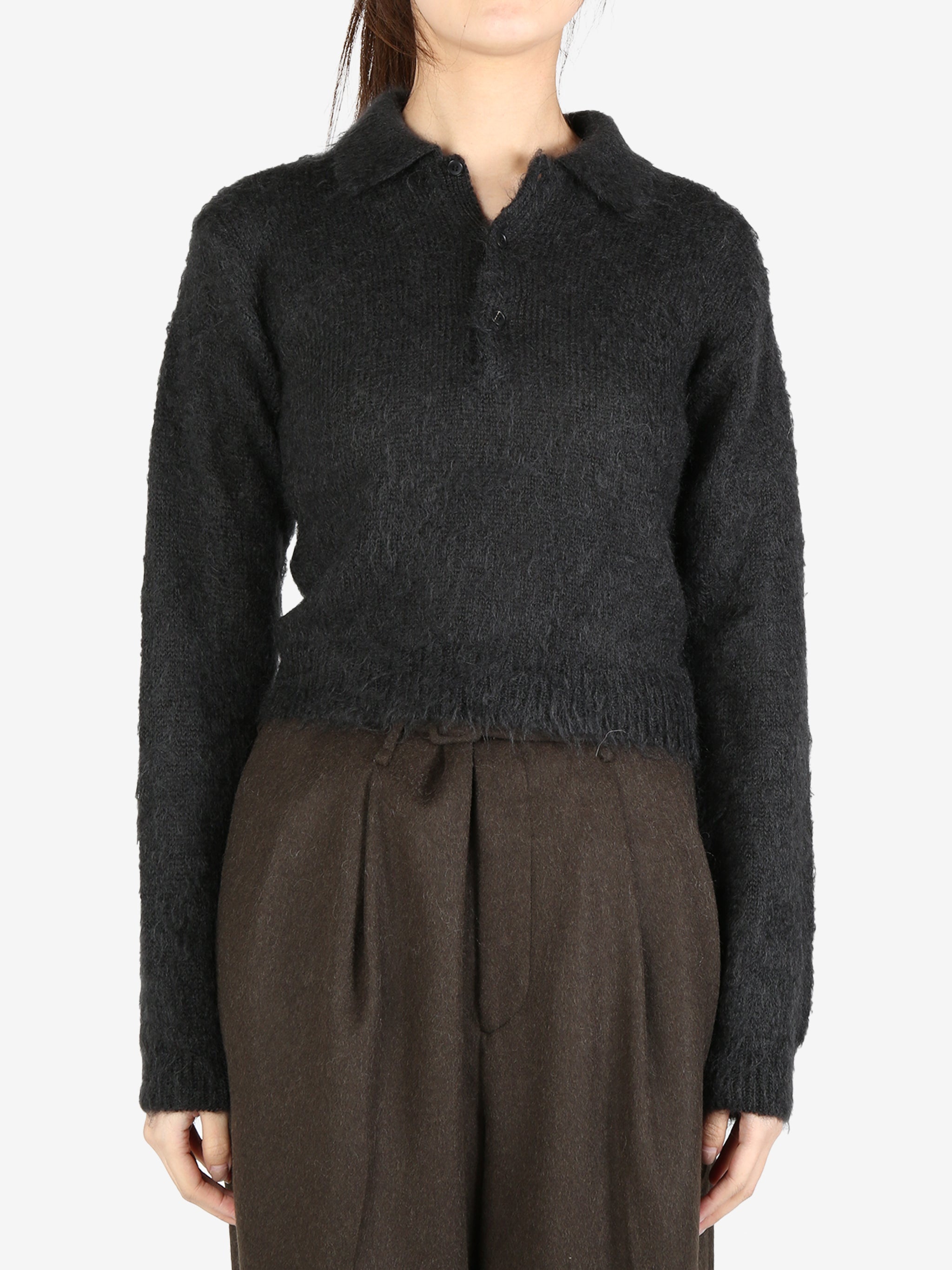 AURALEE AURALEE - Women Brushed Super Kid Mohair Knit Short Polo  