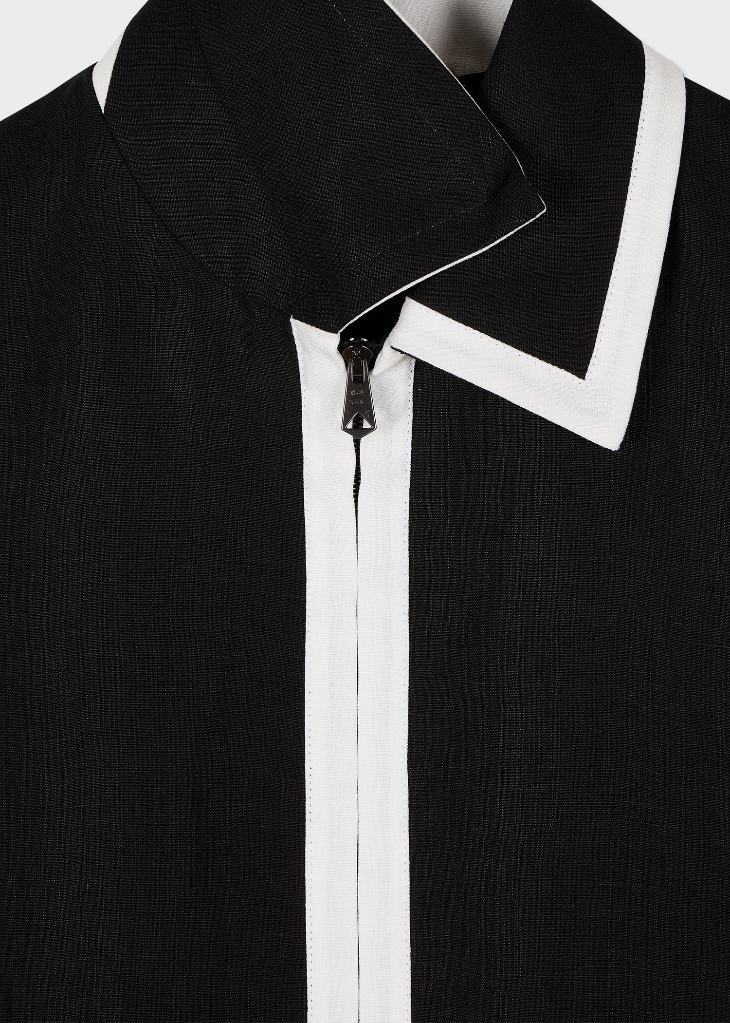 Women's Black Linen Zip Jacket - 4