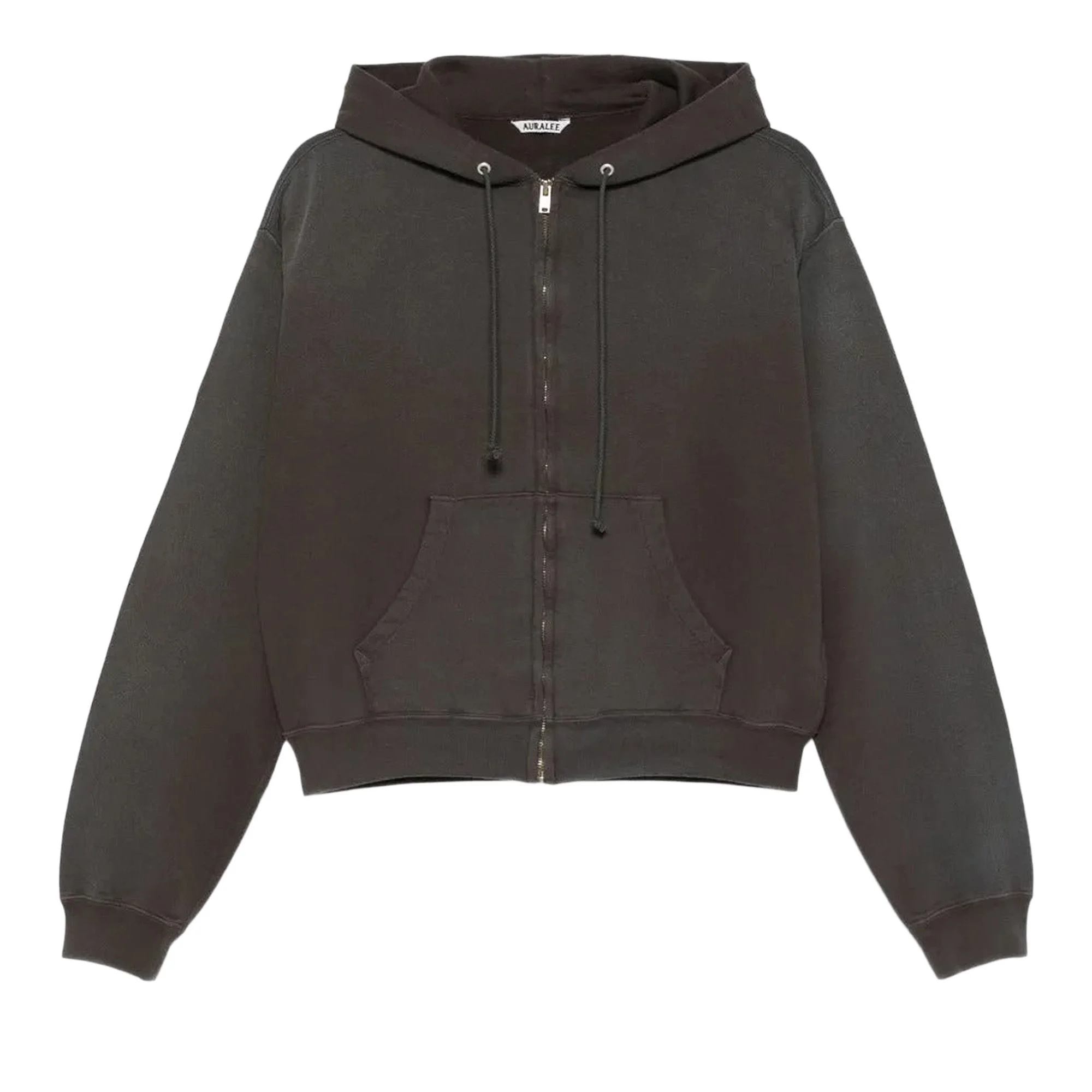 Auralee Product Dyed Pima Light Sweat Zip Parka Hoodie 'Ink Black' - 1