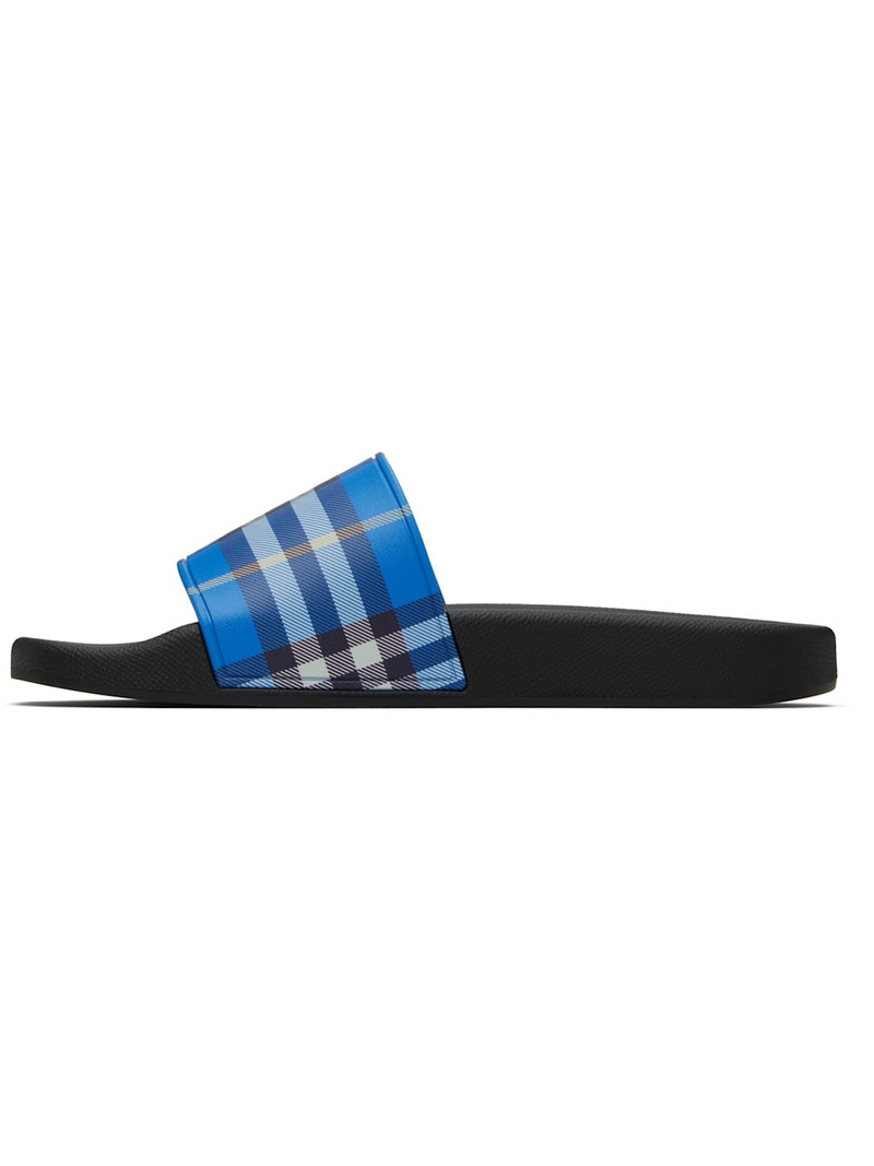 Burberry Blue & Black Check Pool Slides outlook