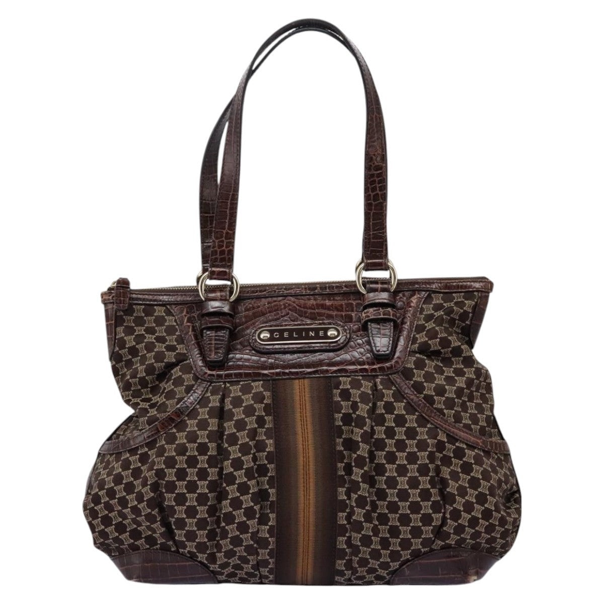 CELINE Macadam Canvas Tote Bag Brown - 13