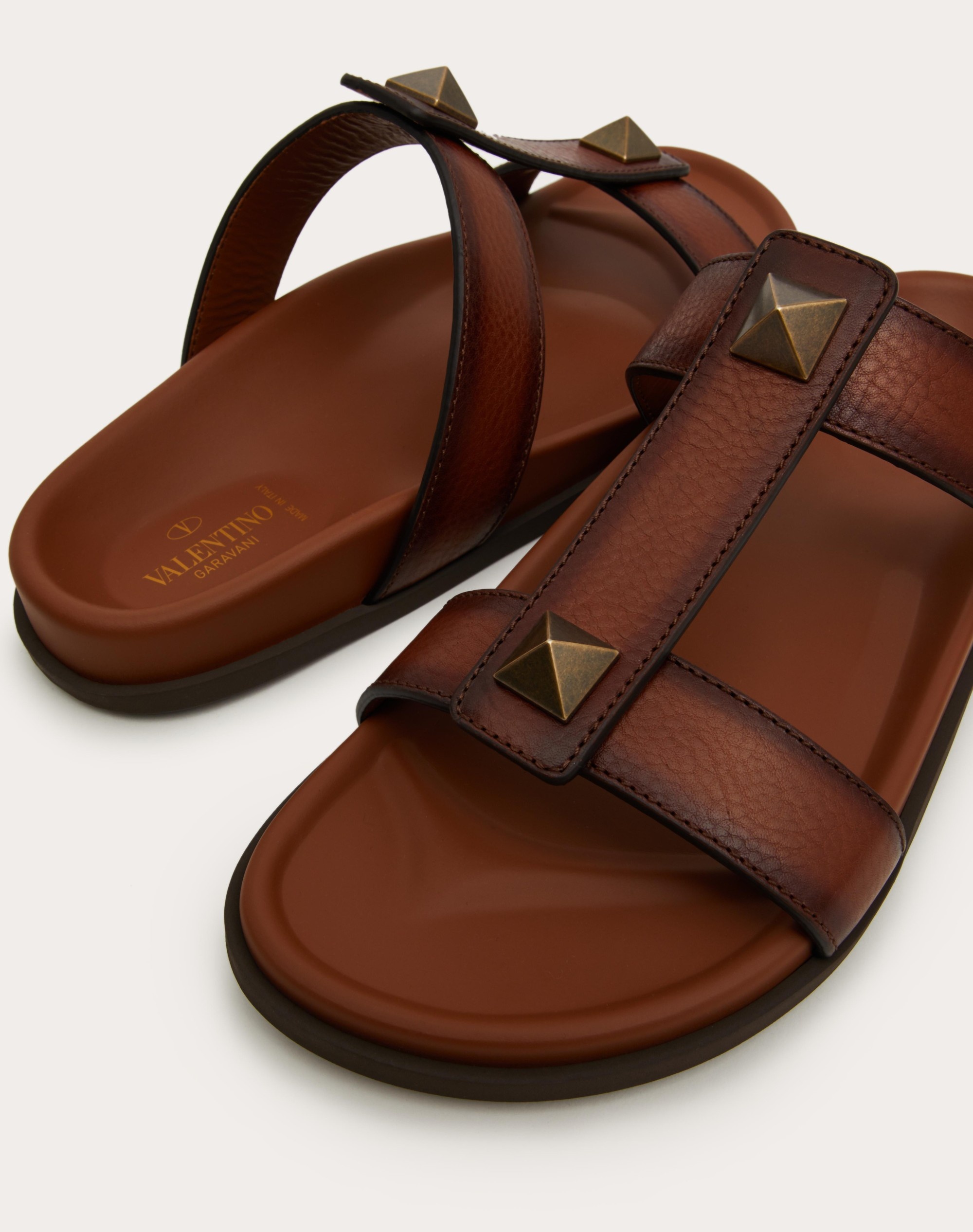 ROMAN STUD SLIDE SANDAL IN COWHIDE - 5