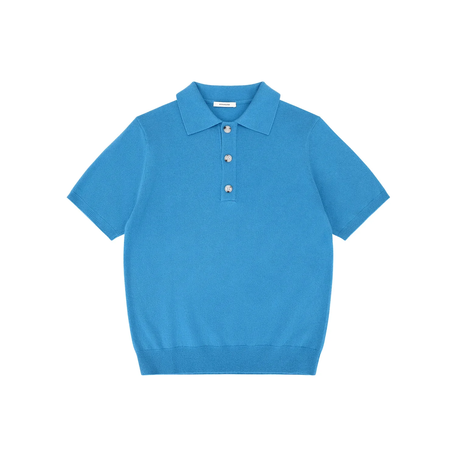 SHORT SLEEVE KNIT CASHMERE POLO BONDI BLUE - 1