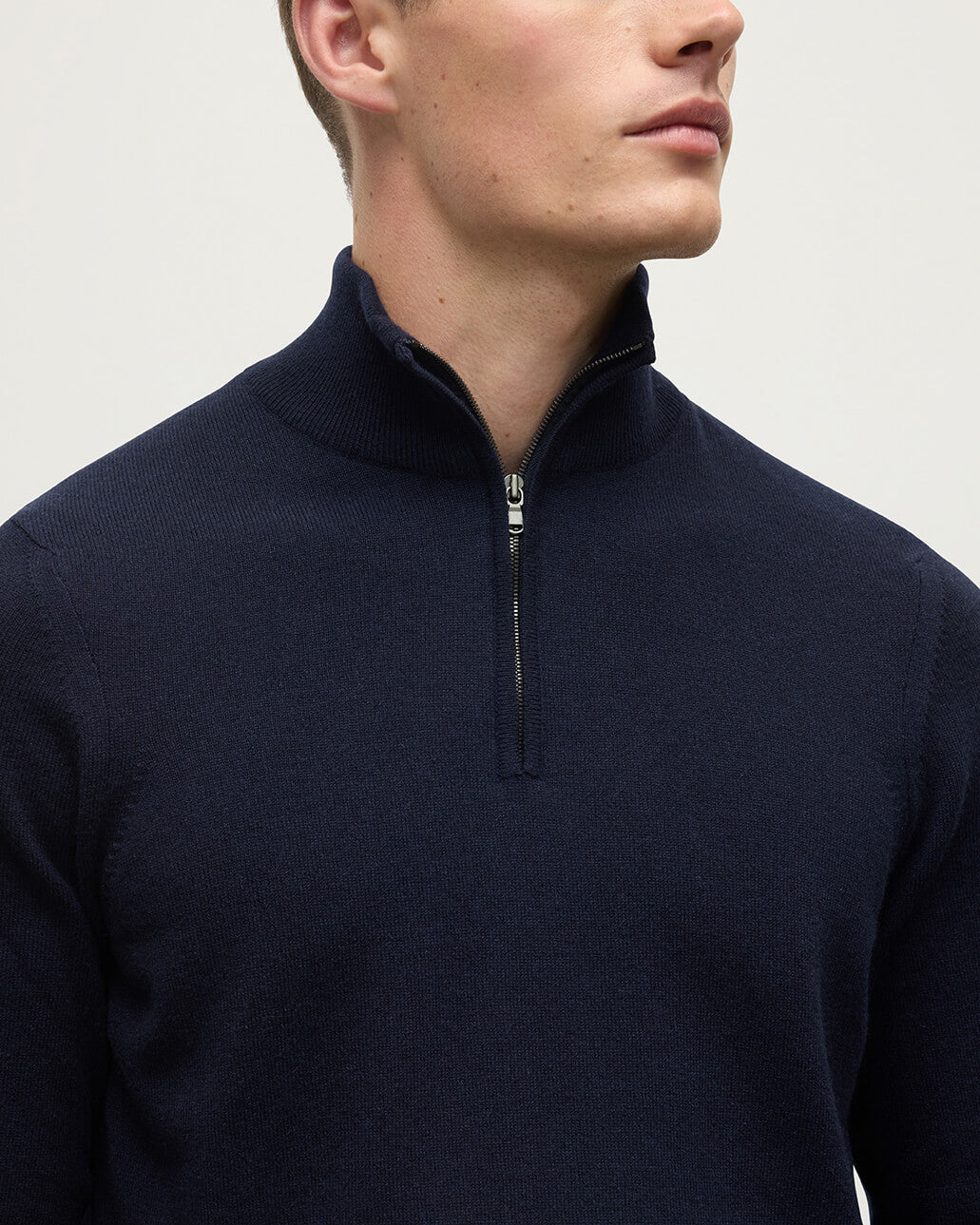 Classic Cashmere Navy Zip Neck Jumper - 5