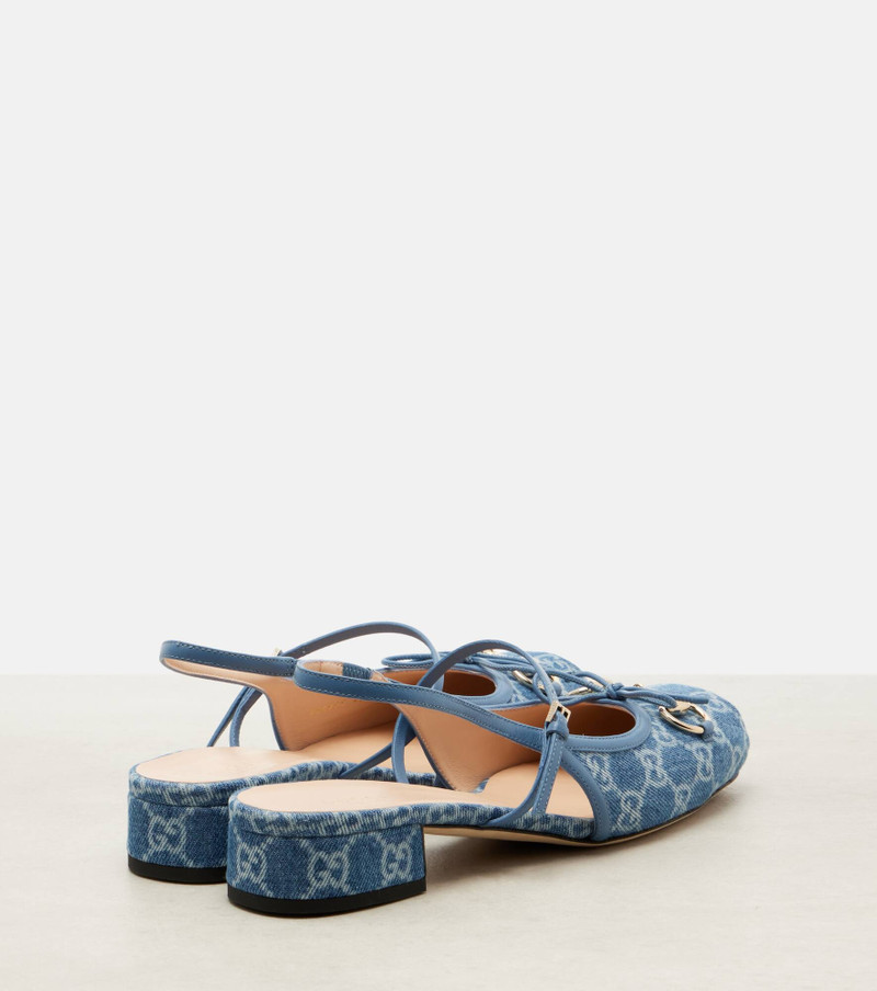 GUCCI Gucci Horsebit GG denim slingback pumps outlook