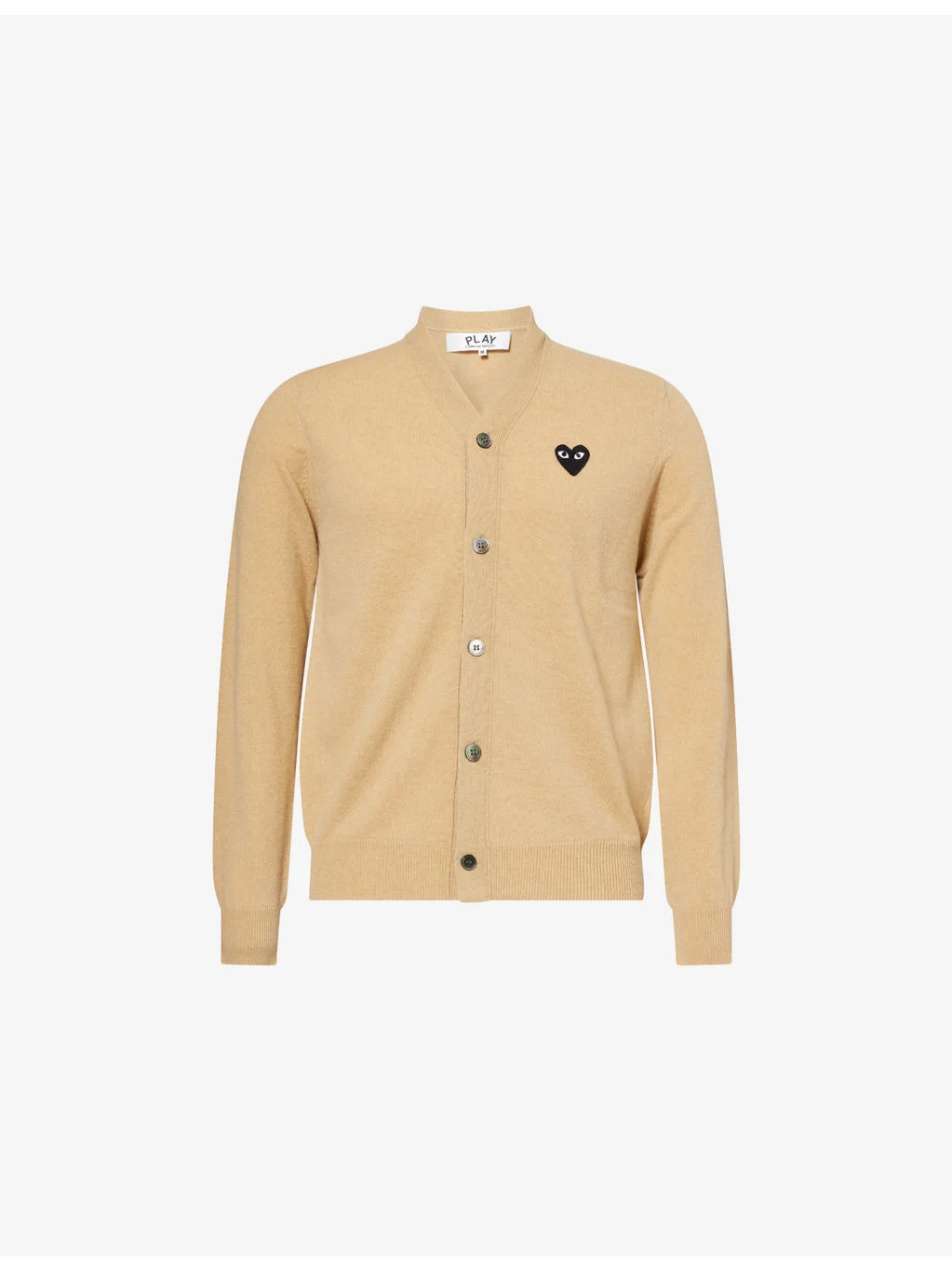 V-Neck Black Heart Wool Knit Cardigan - 1