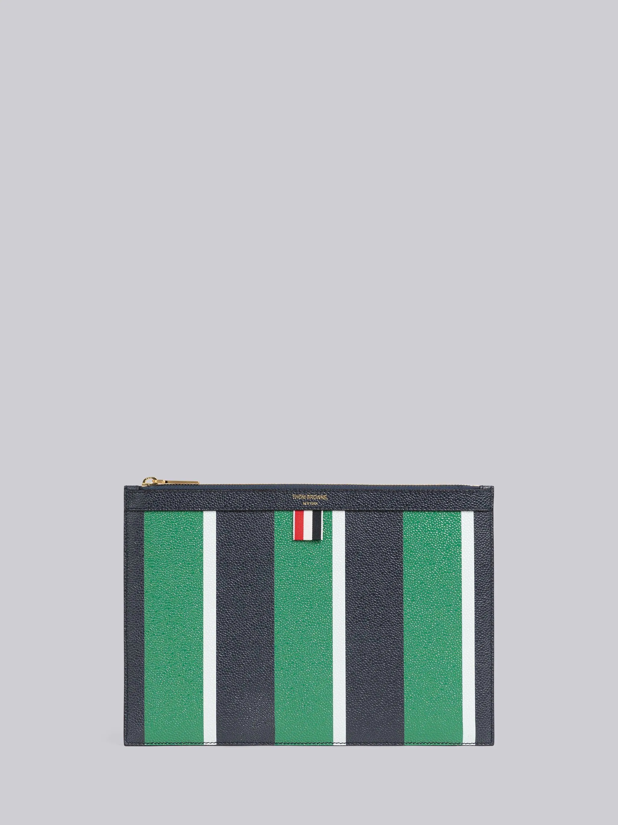 Stripe Pebble Grain Leather Small Document Holder - 1