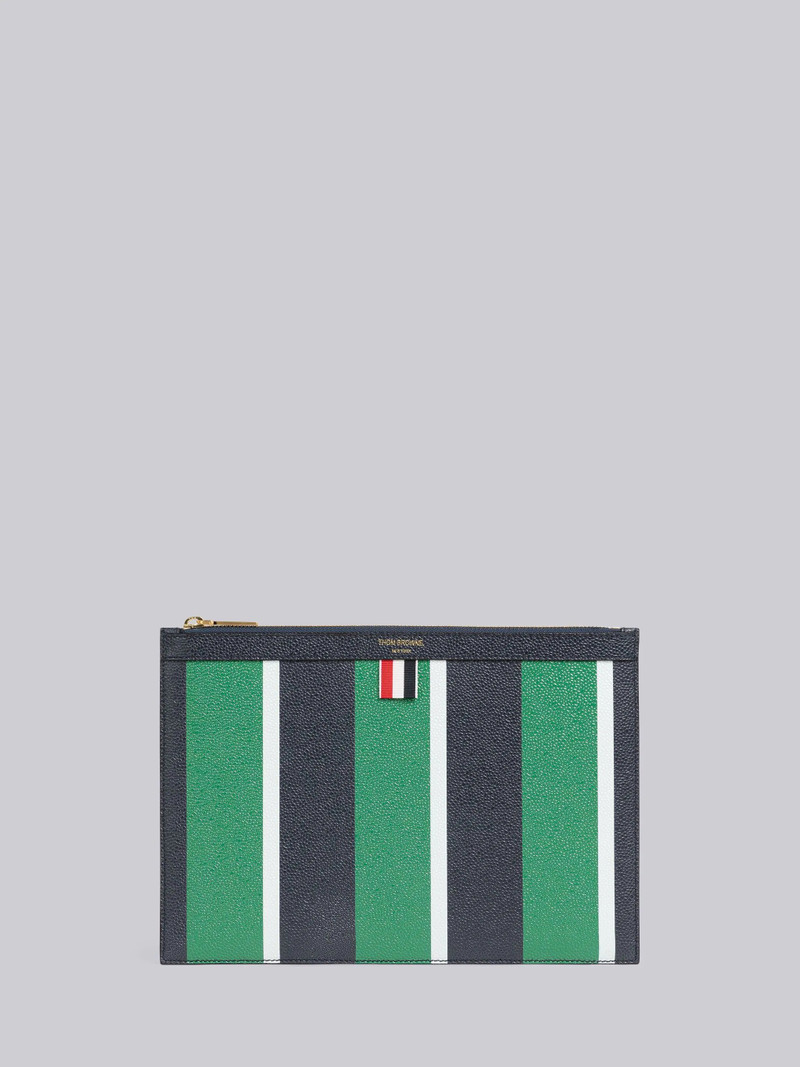 Stripe Pebble Grain Leather Small Document Holder 1