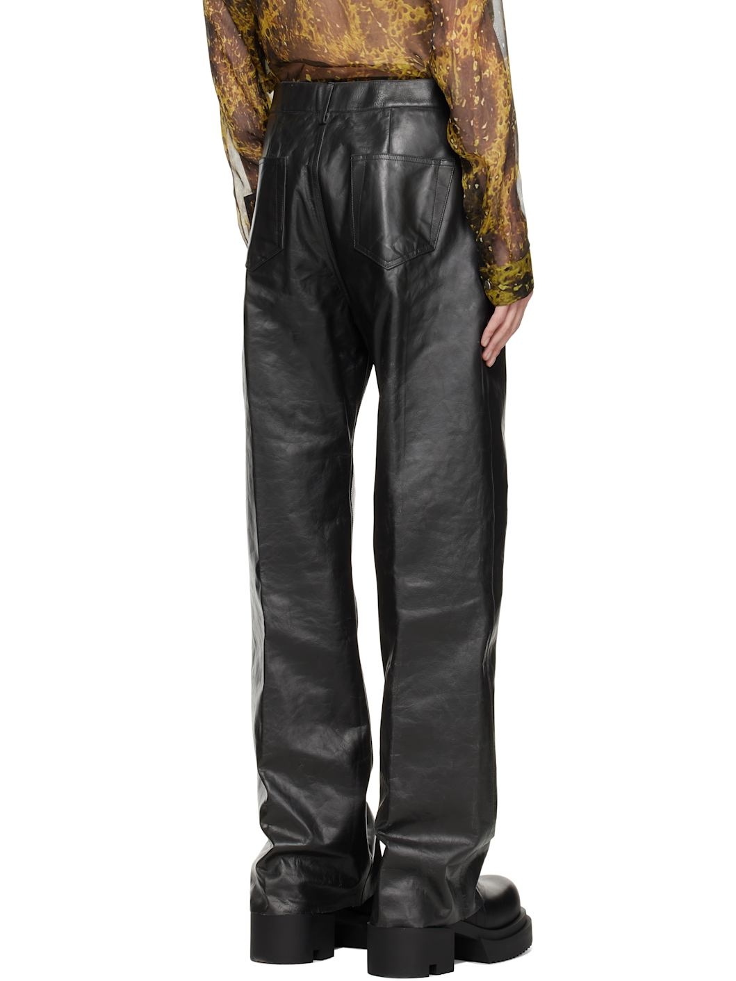 Black Hollywood Geth Leather Pants - 3