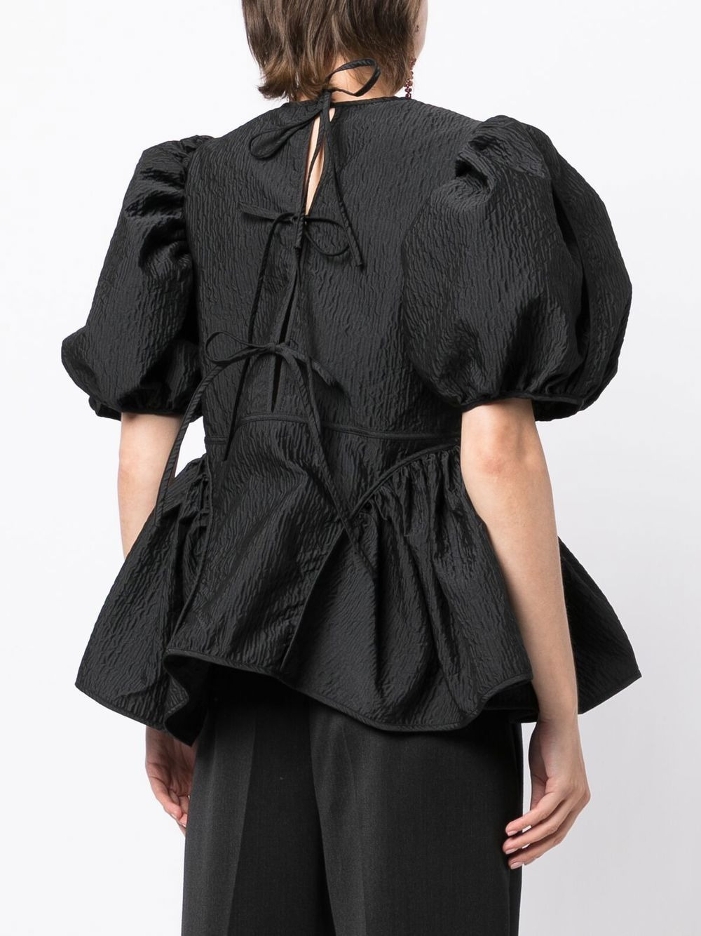 puff-sleeve peplum blouse - 4