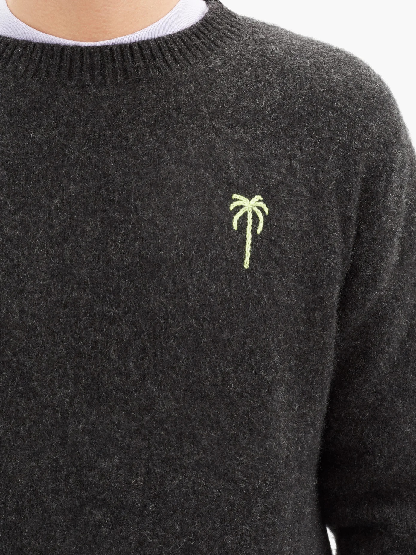 Palm-embroidered cashmere sweater - 3