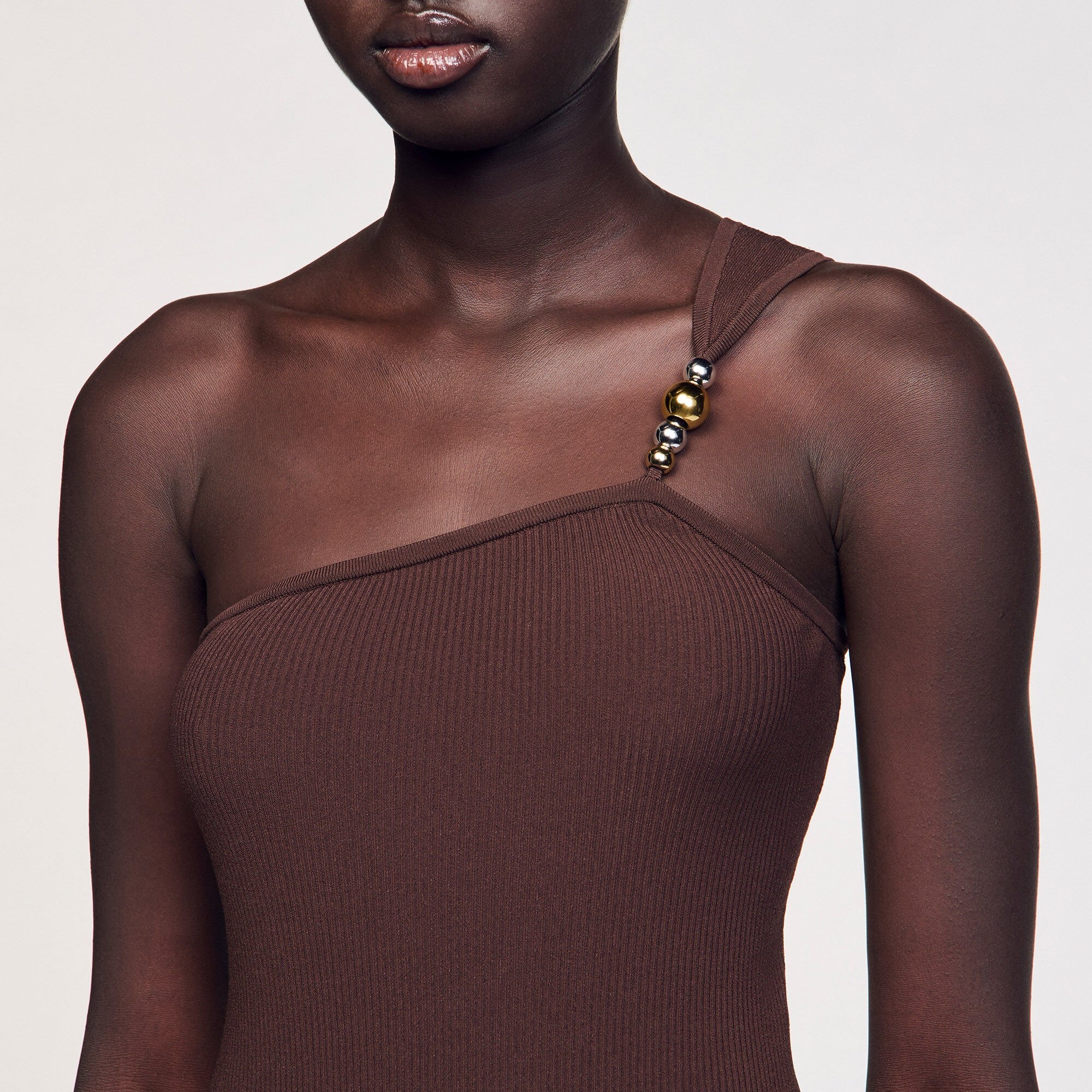 ASYMMETRIC LEOTARD WITH BEAD DETAIL - 3