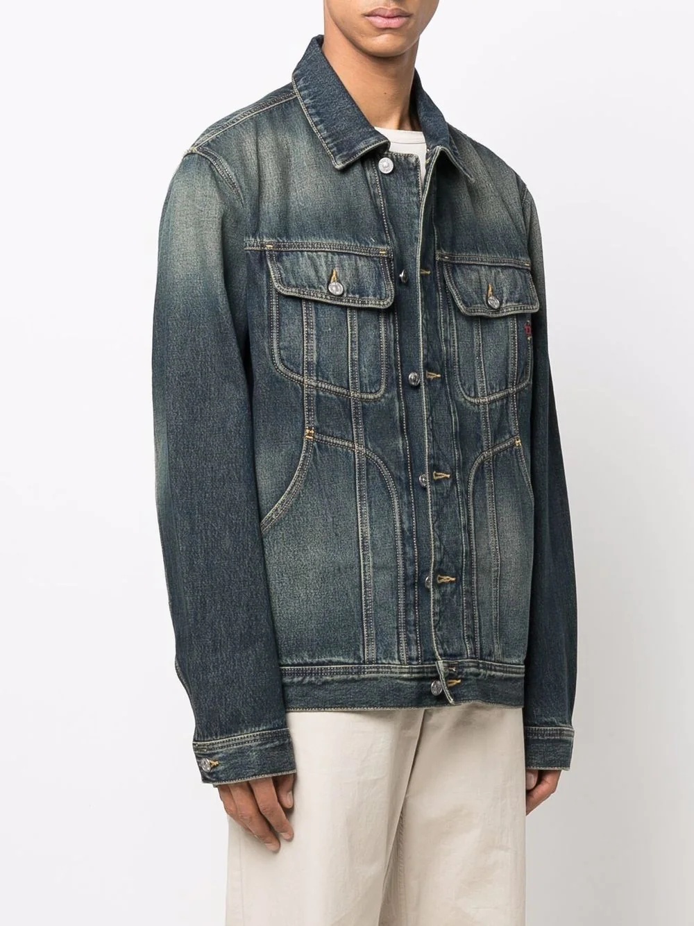 faded-effect denim jacket - 4