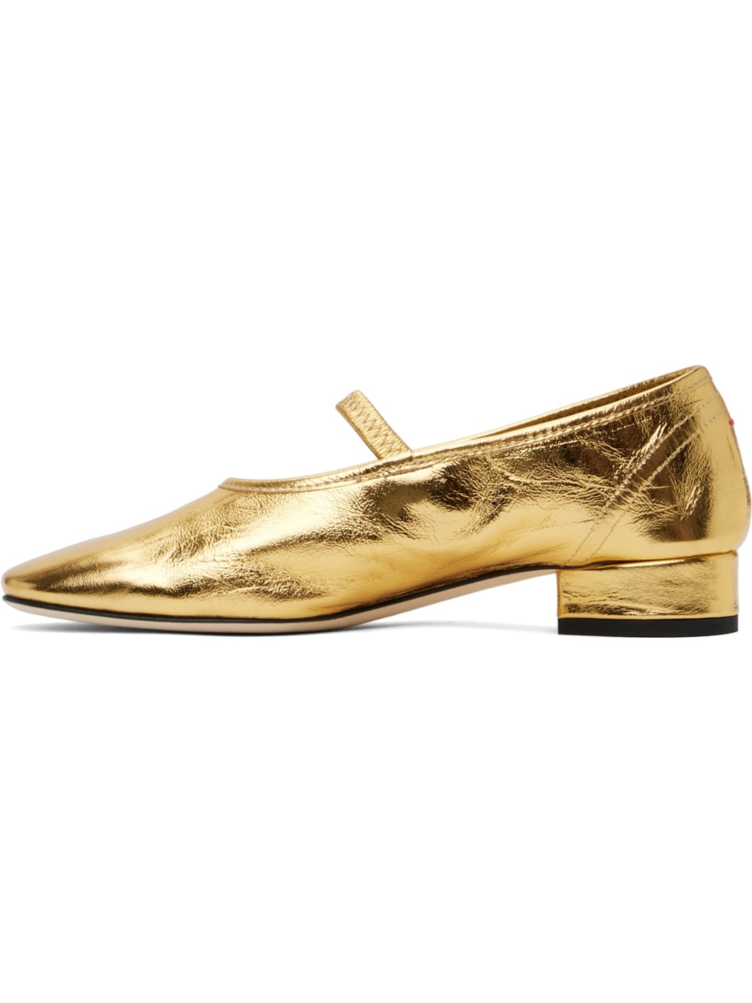 Gold Pippa Leather Ballerina Flats - 3