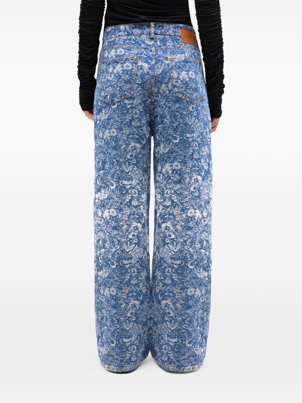 floral-print wide-leg jeans - 4