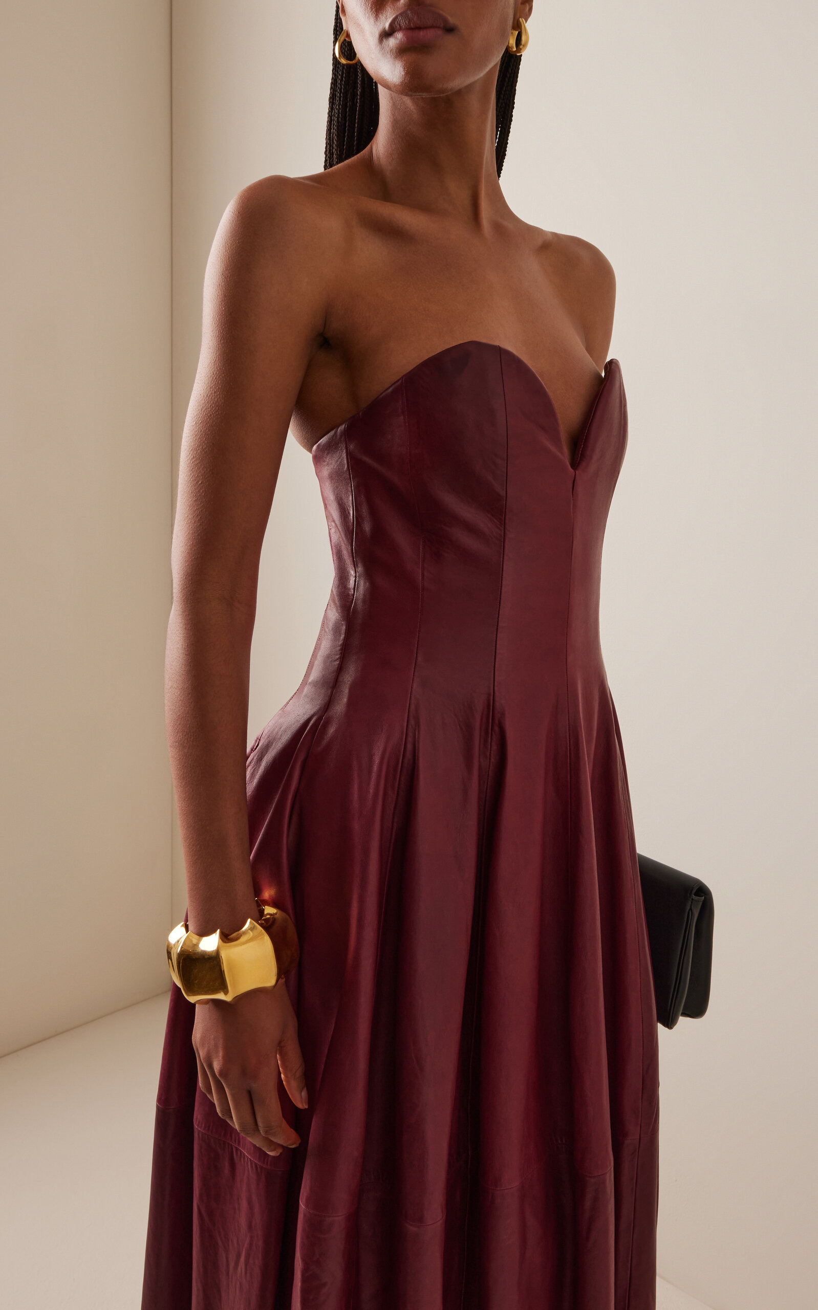 Carrington Bustier Lambskin Gown burgundy - 4