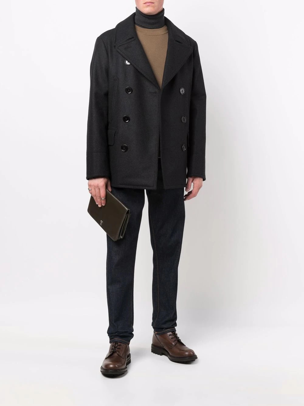 double-breasted wool-cashmere coat - 2