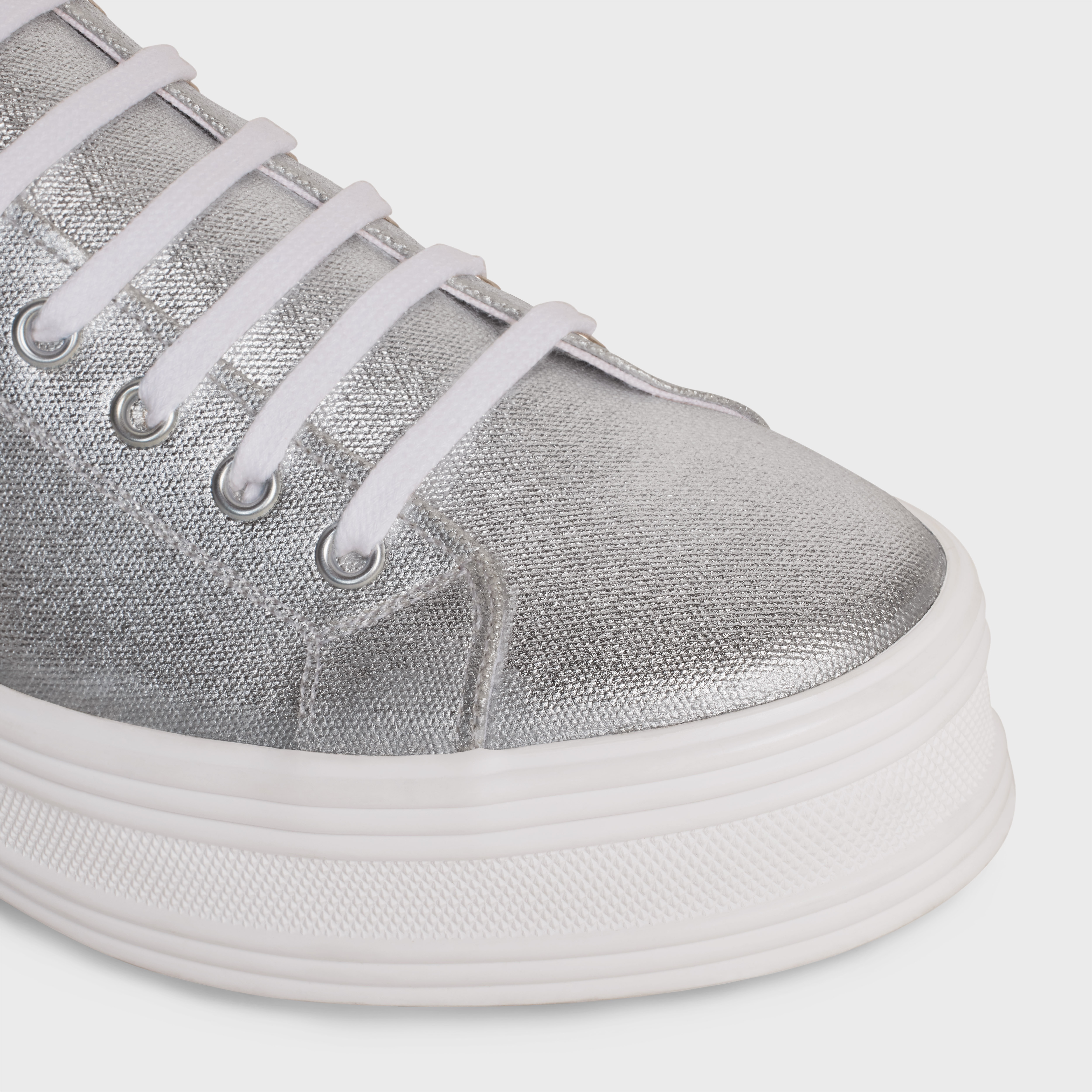 JANE LOW LACE-UP SNEAKER in METALLIC CANVAS AND CALFSKIN - 4