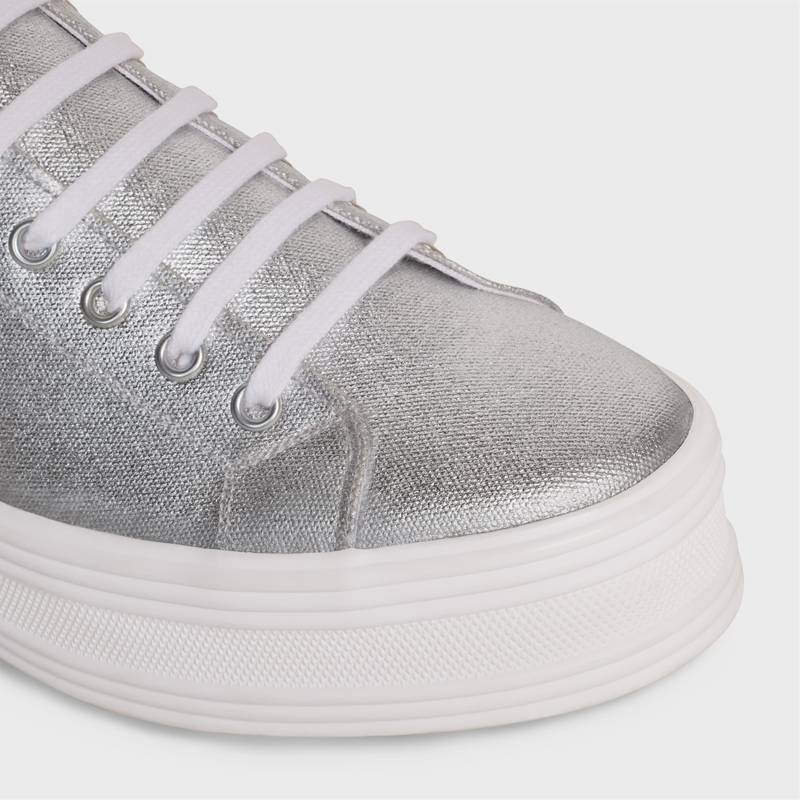 JANE LOW LACE-UP SNEAKER in METALLIC CANVAS AND CALFSKIN 4