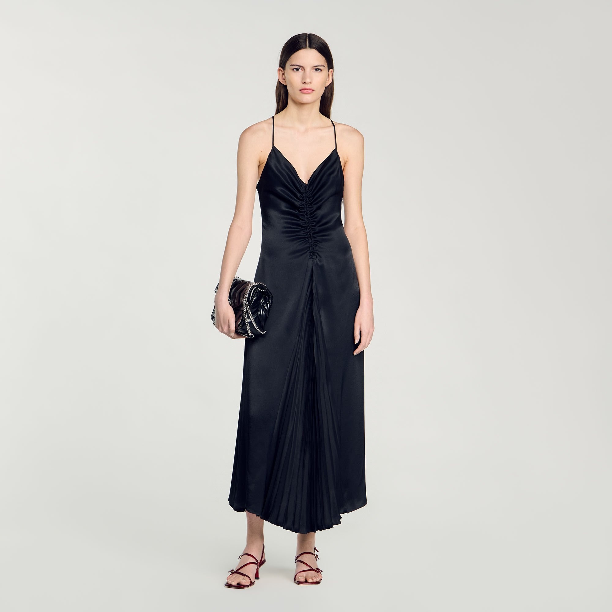 LONG SATIN-EFFECT DRESS - 2