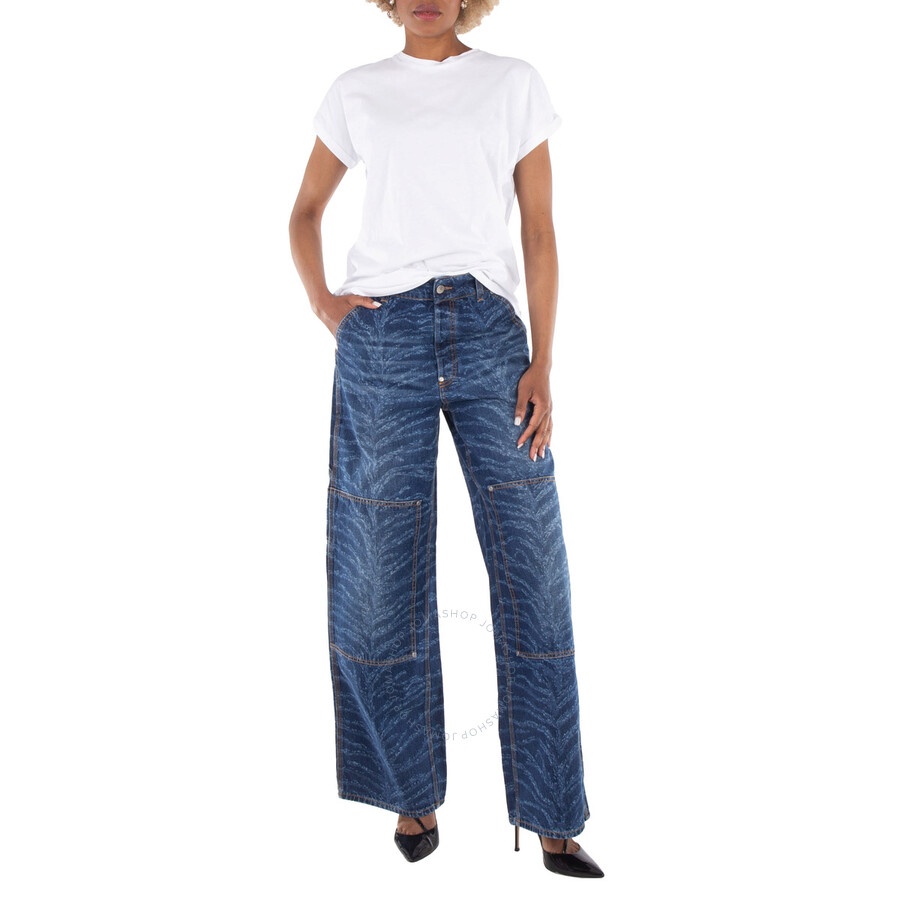 Stella McCartney Tiger-Print Wide-Leg Cotton Jeans - 3