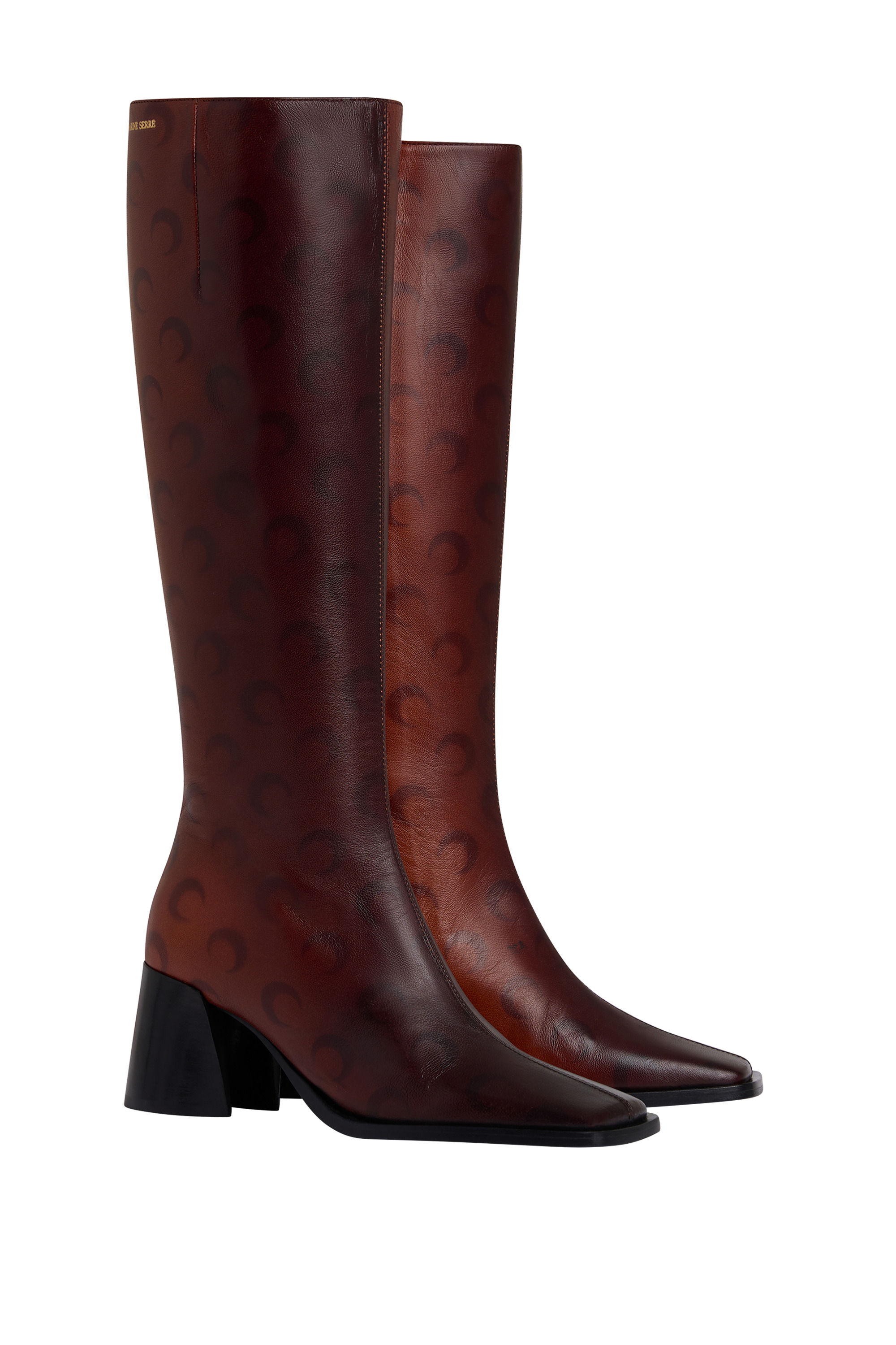 Airbrushed Crafted Leather Knee-High Boots - 2