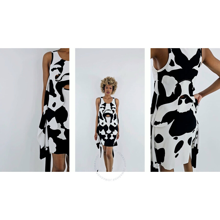 Burberry Cow-Print Pieced Cutout Silk Mini Dress - 3