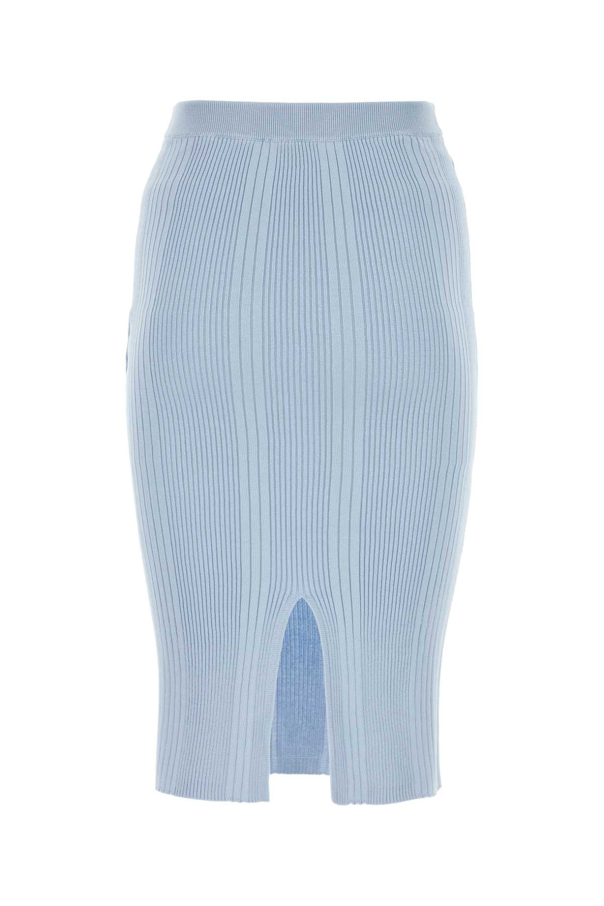 Bottega Veneta Women Pastel Light-Blue Cotton Skirt - 2